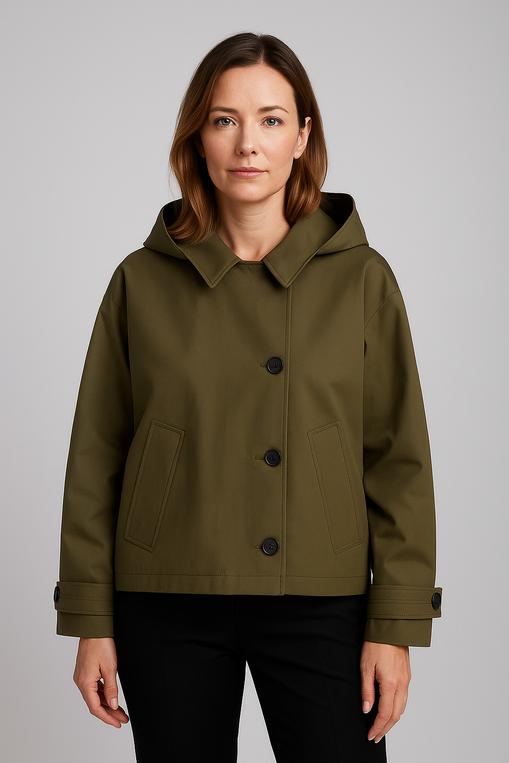 Hooded Short Trench Coat for Women