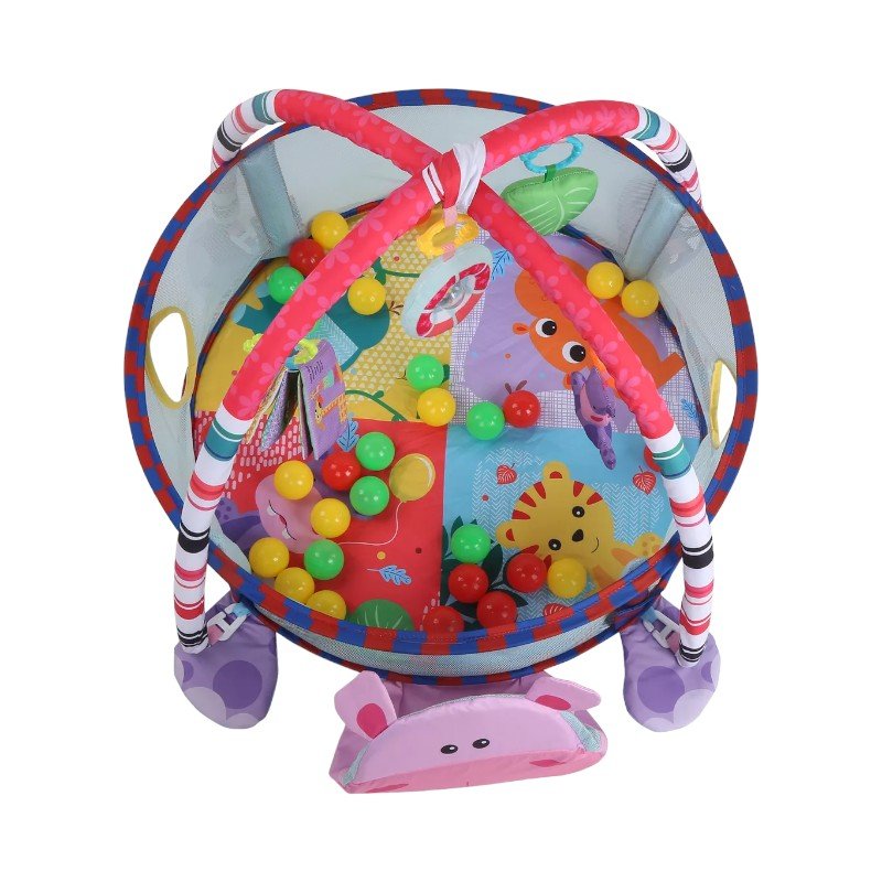 3-in-1 Baby Play Mat with Ball Pool, Hanging Toys