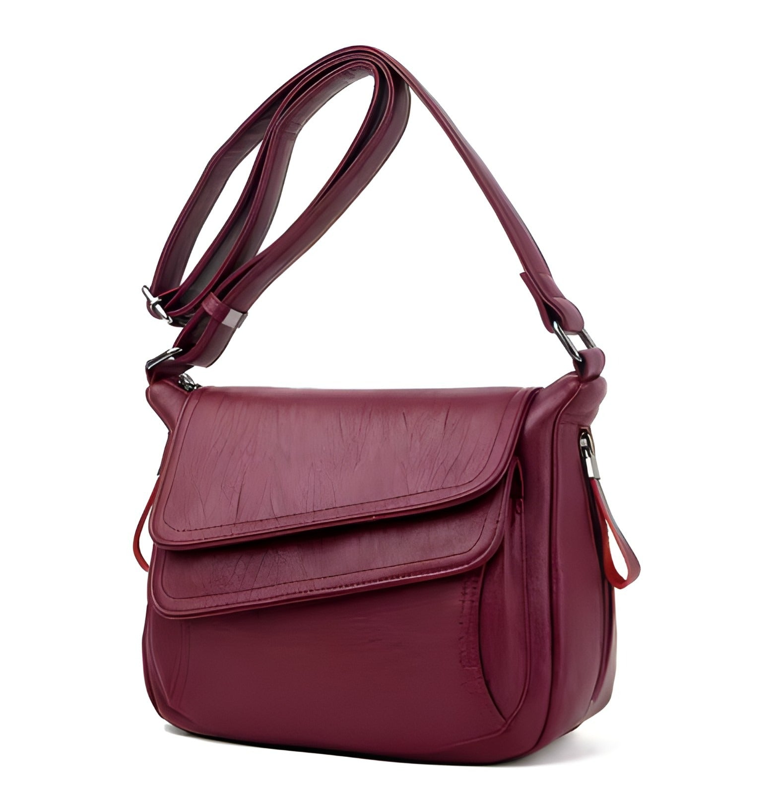 Double Flap Leather Crossbody Bag | Vegan Leather with Adjustable Strap