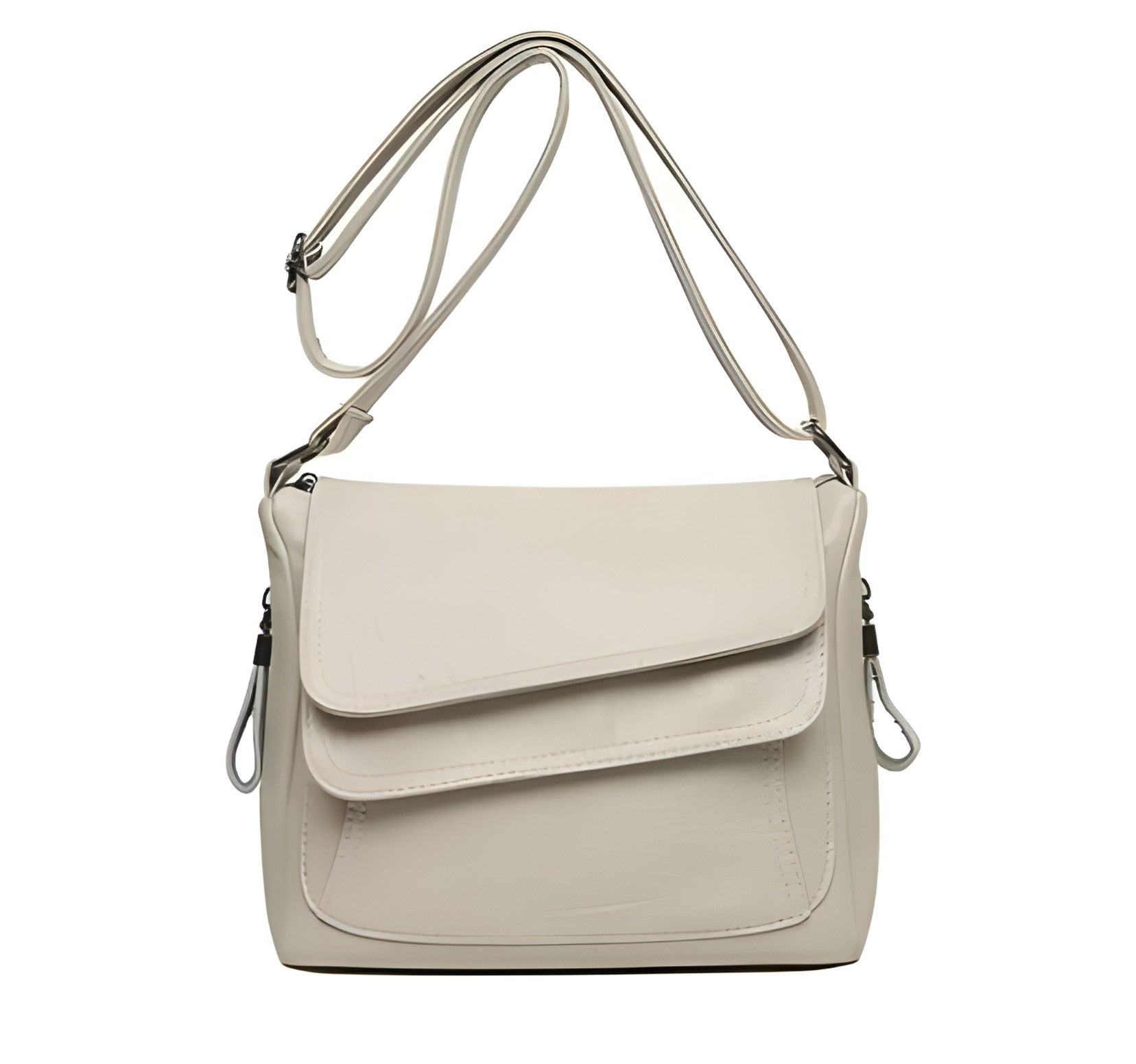 Double Flap Leather Crossbody Bag | Vegan Leather with Adjustable Strap