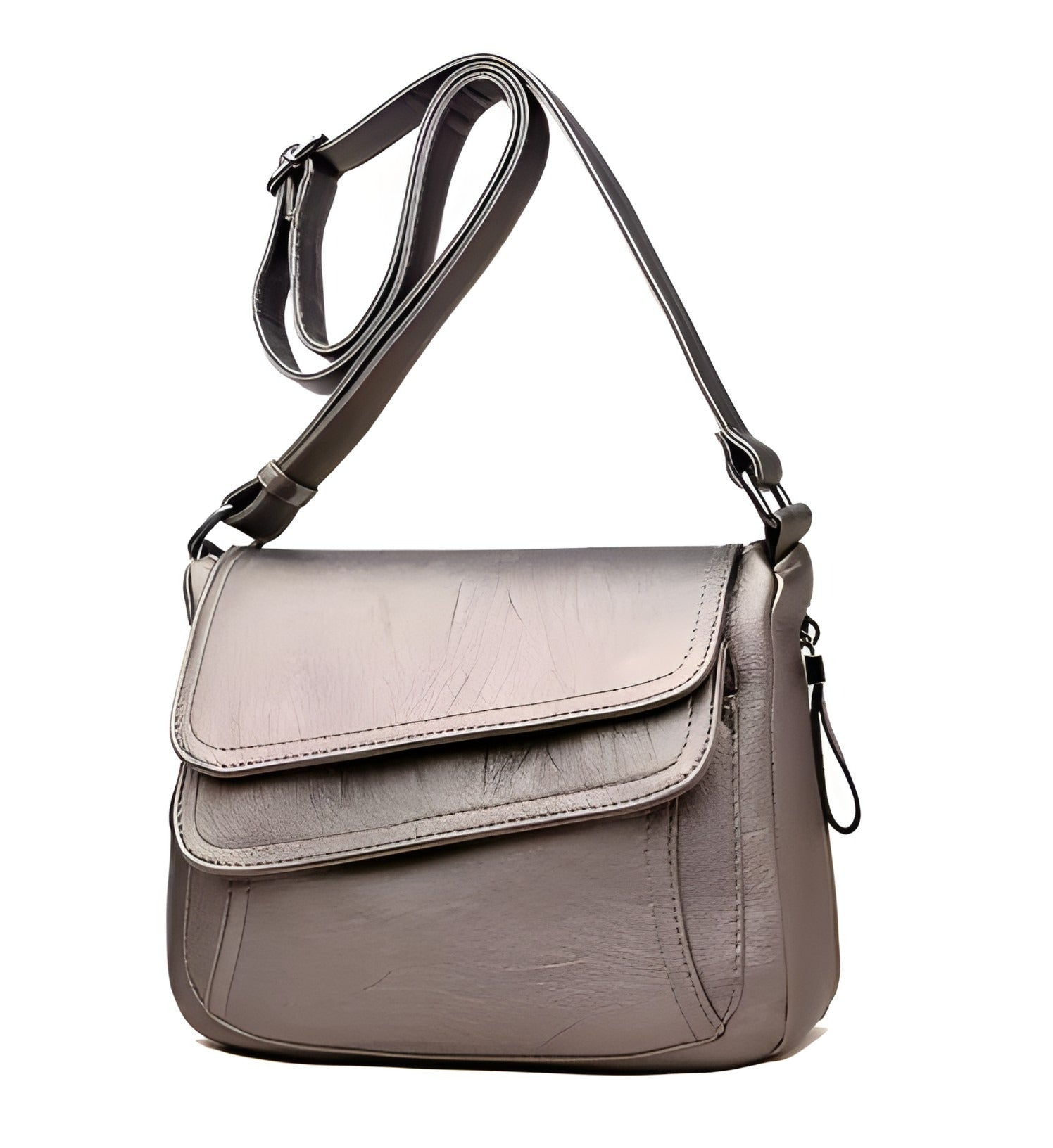 Double Flap Leather Crossbody Bag | Vegan Leather with Adjustable Strap