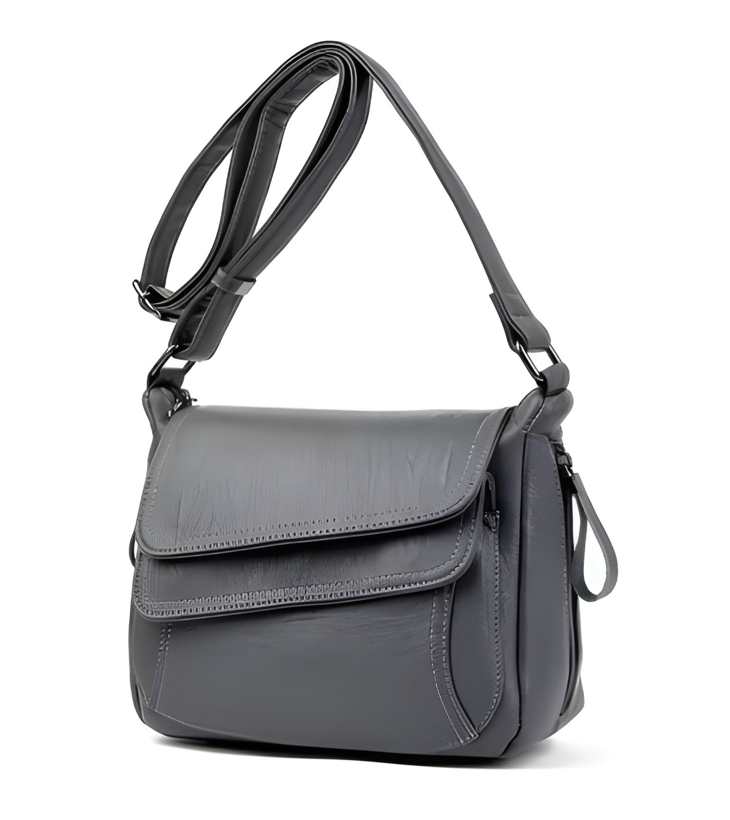 Double Flap Leather Crossbody Bag | Vegan Leather with Adjustable Strap
