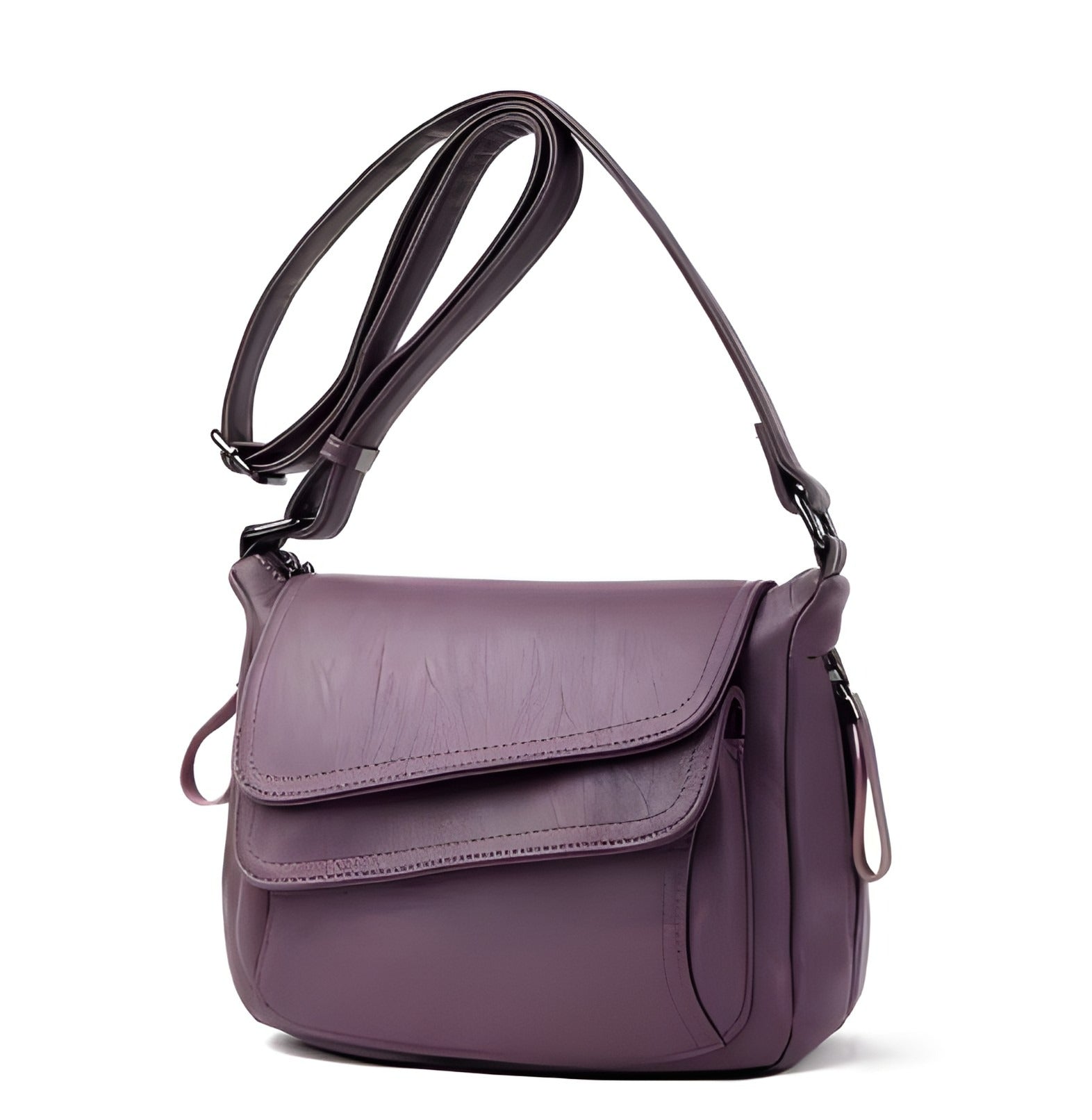 Double Flap Leather Crossbody Bag | Vegan Leather with Adjustable Strap