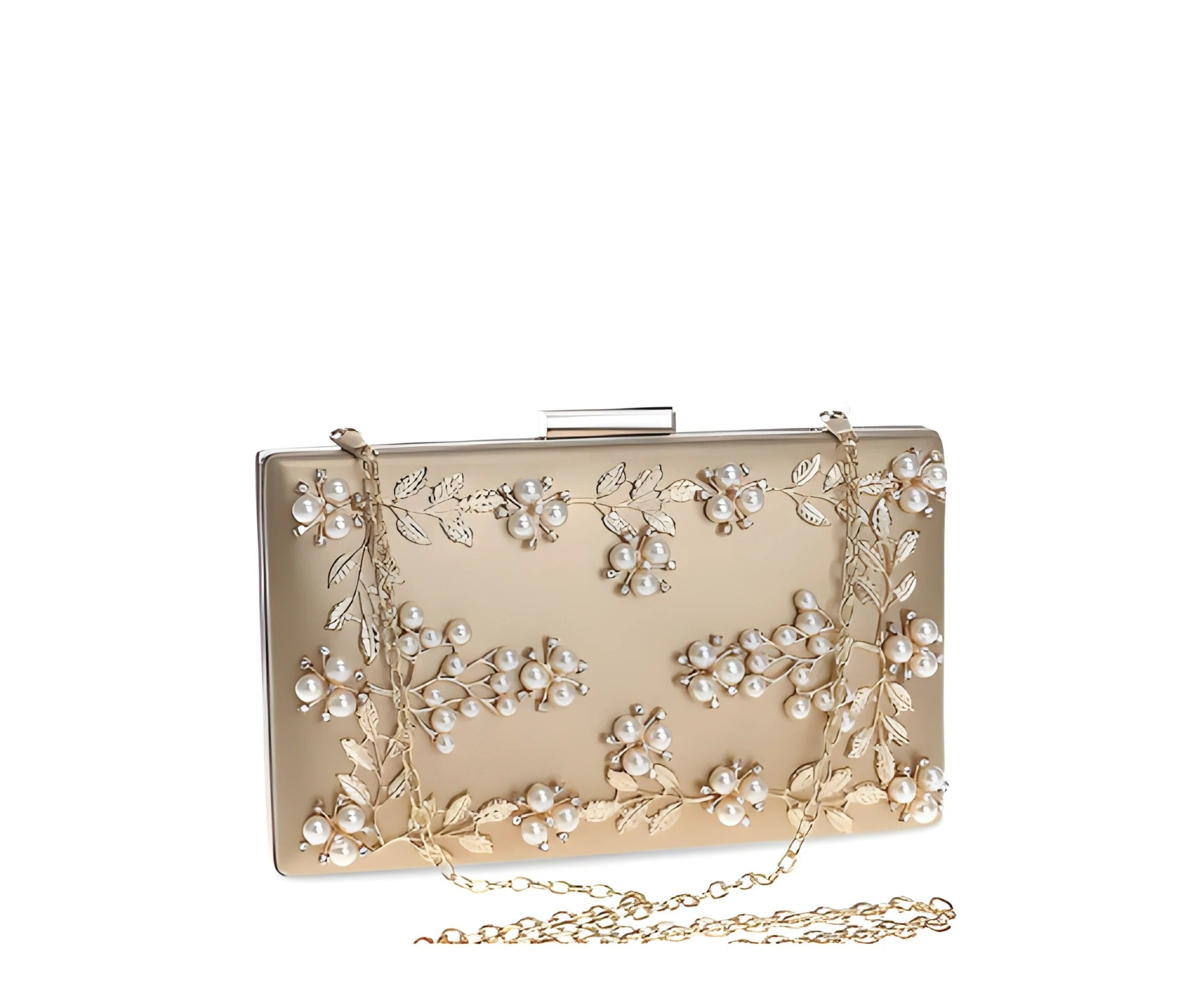 Floral Beaded Clutch Bag | Detachable Chain Strap