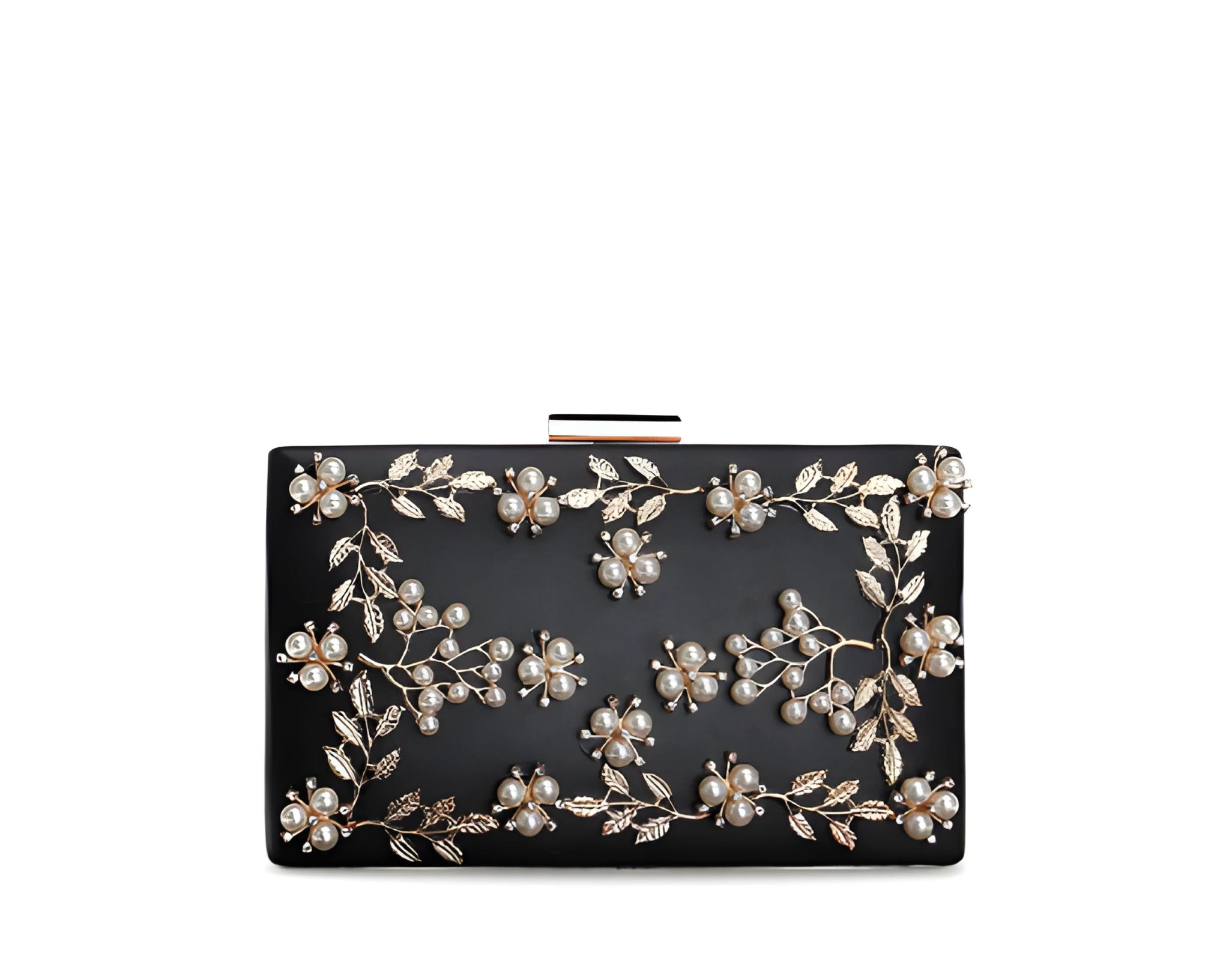 Floral Beaded Clutch Bag | Detachable Chain Strap