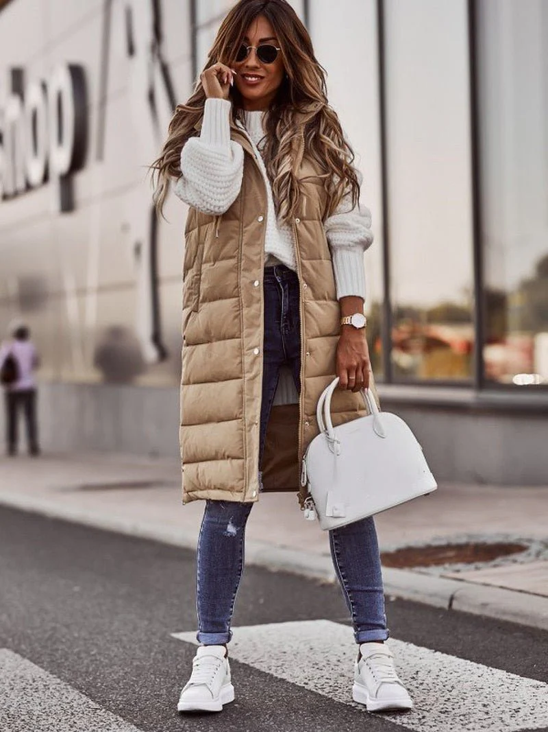 Hooded Zip Puffer Vest for Women