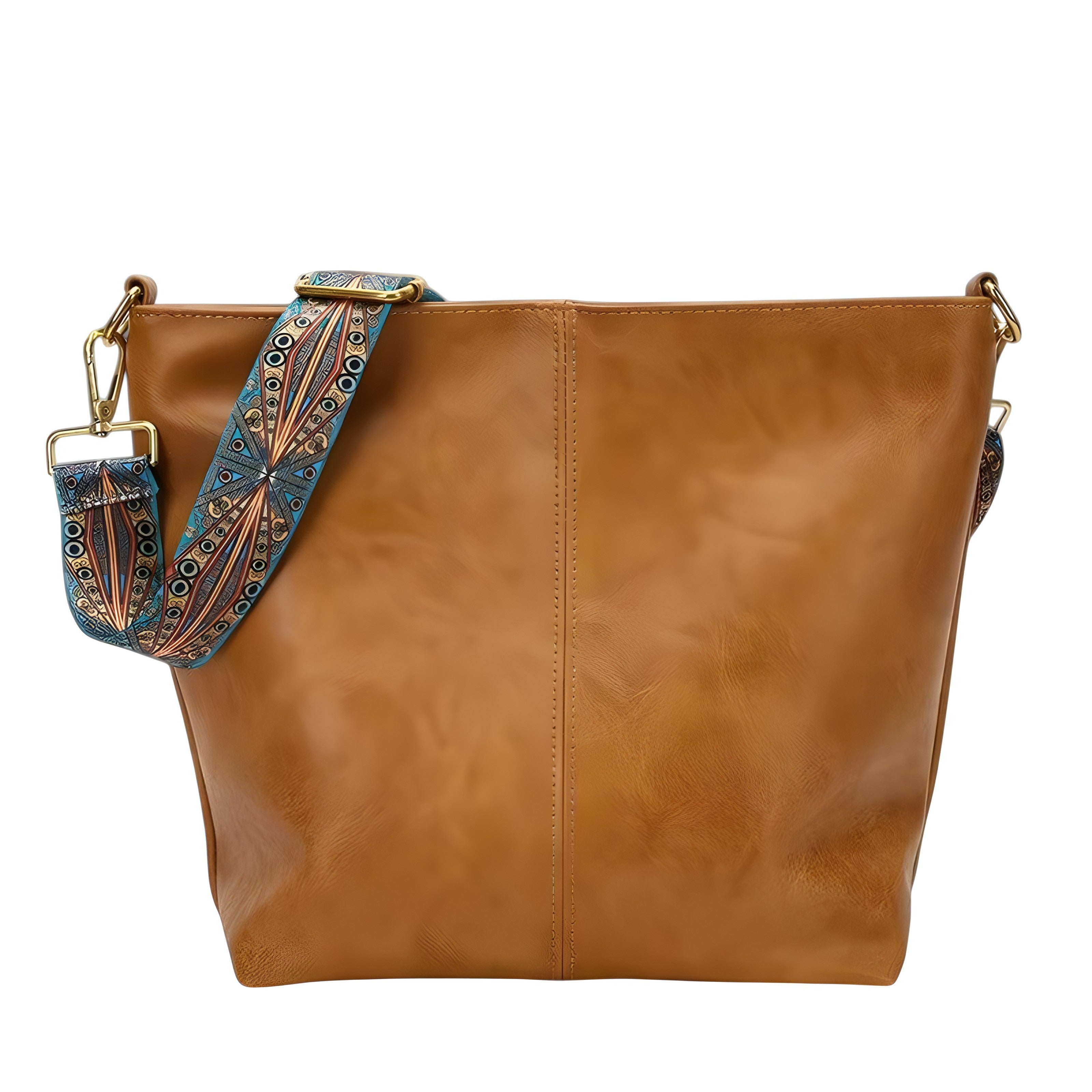 Large Boho Shoulder Bag | Vintage Stitching with Adjustable Strap