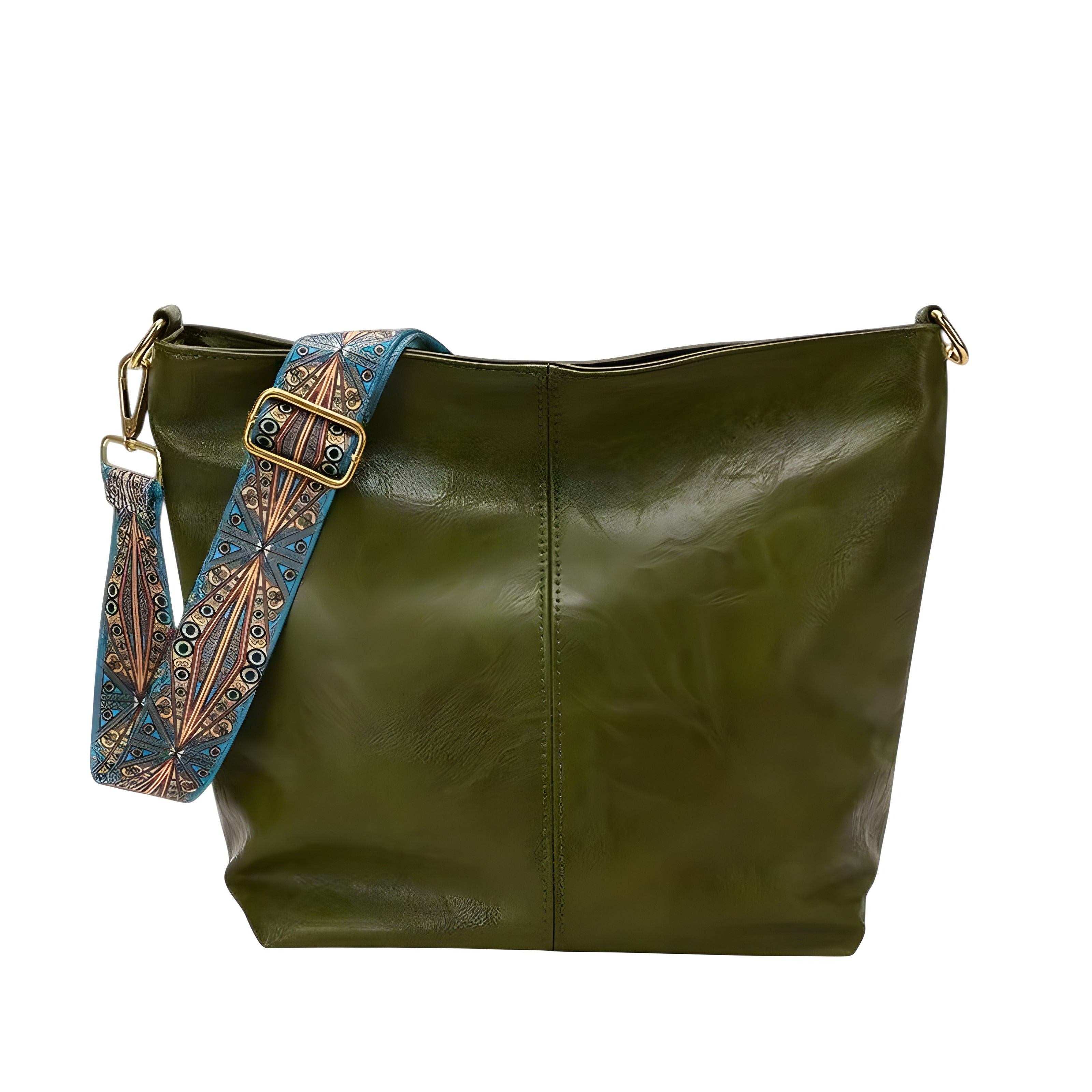 Large Boho Shoulder Bag | Vintage Stitching with Adjustable Strap