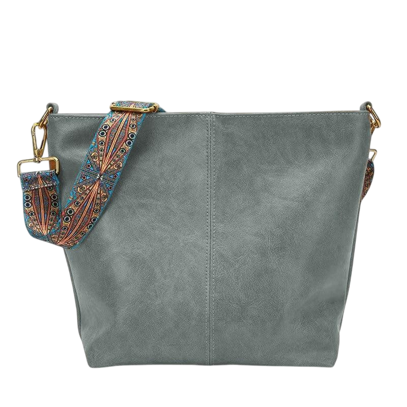 Large Boho Shoulder Bag | Vintage Stitching with Adjustable Strap