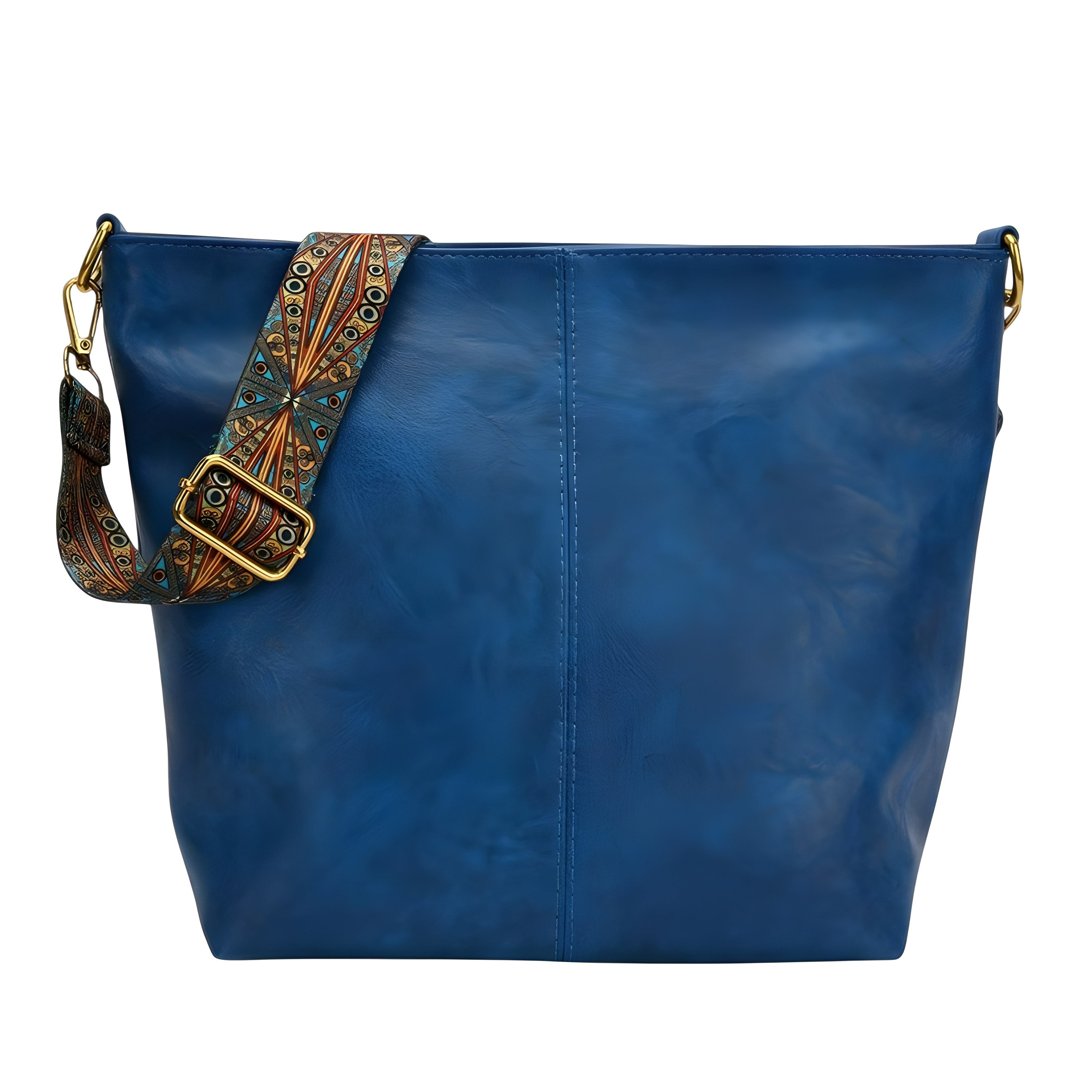 Large Boho Shoulder Bag | Vintage Stitching with Adjustable Strap