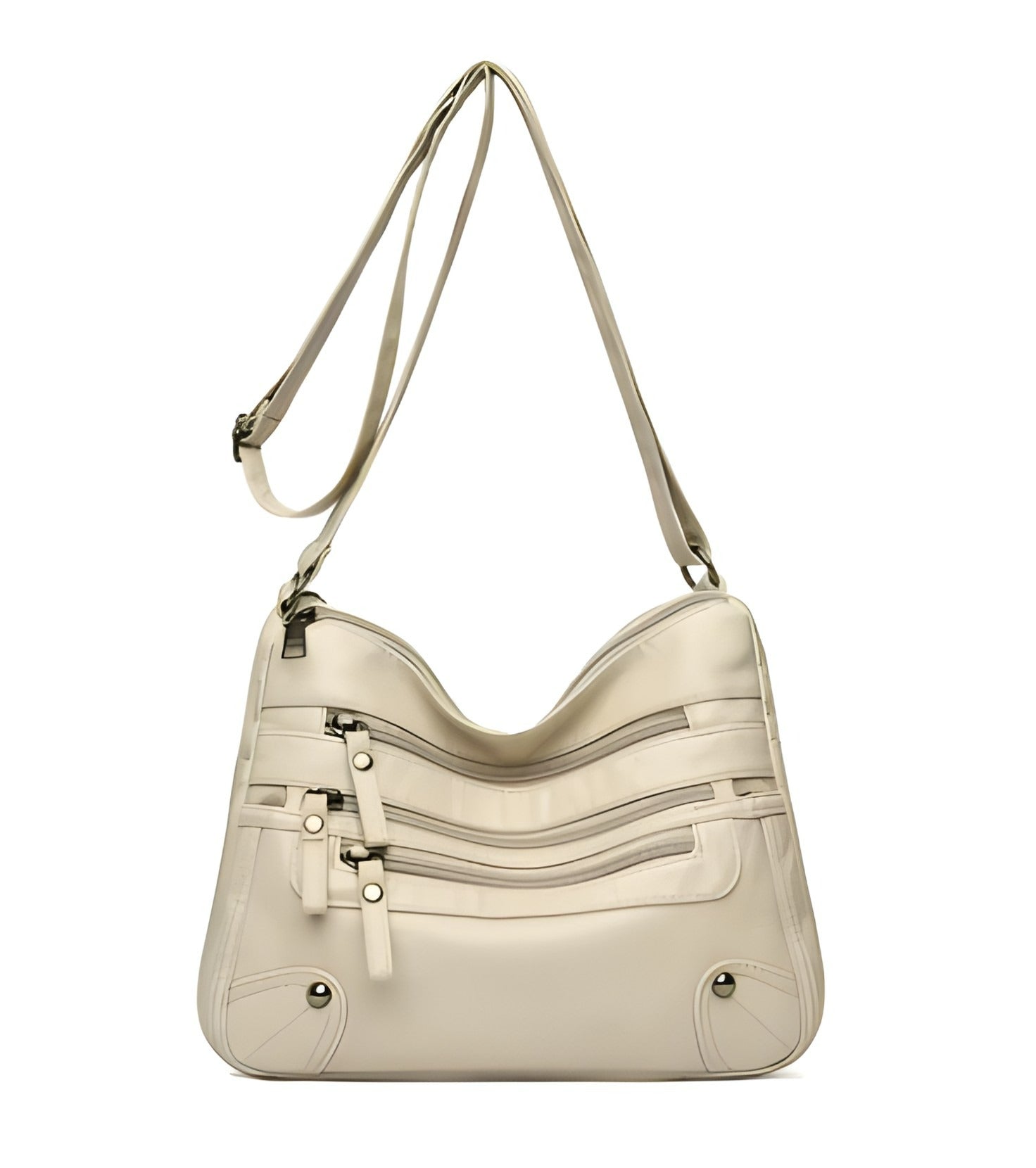 Multi Zipper Pocket Crossbody Bag | Vegan Leather with Adjustable Strap