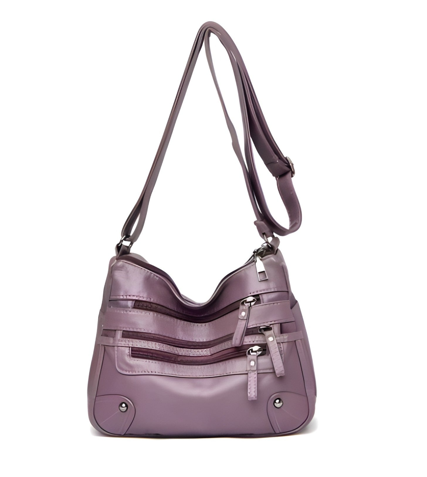 Multi Zipper Pocket Crossbody Bag | Vegan Leather with Adjustable Strap