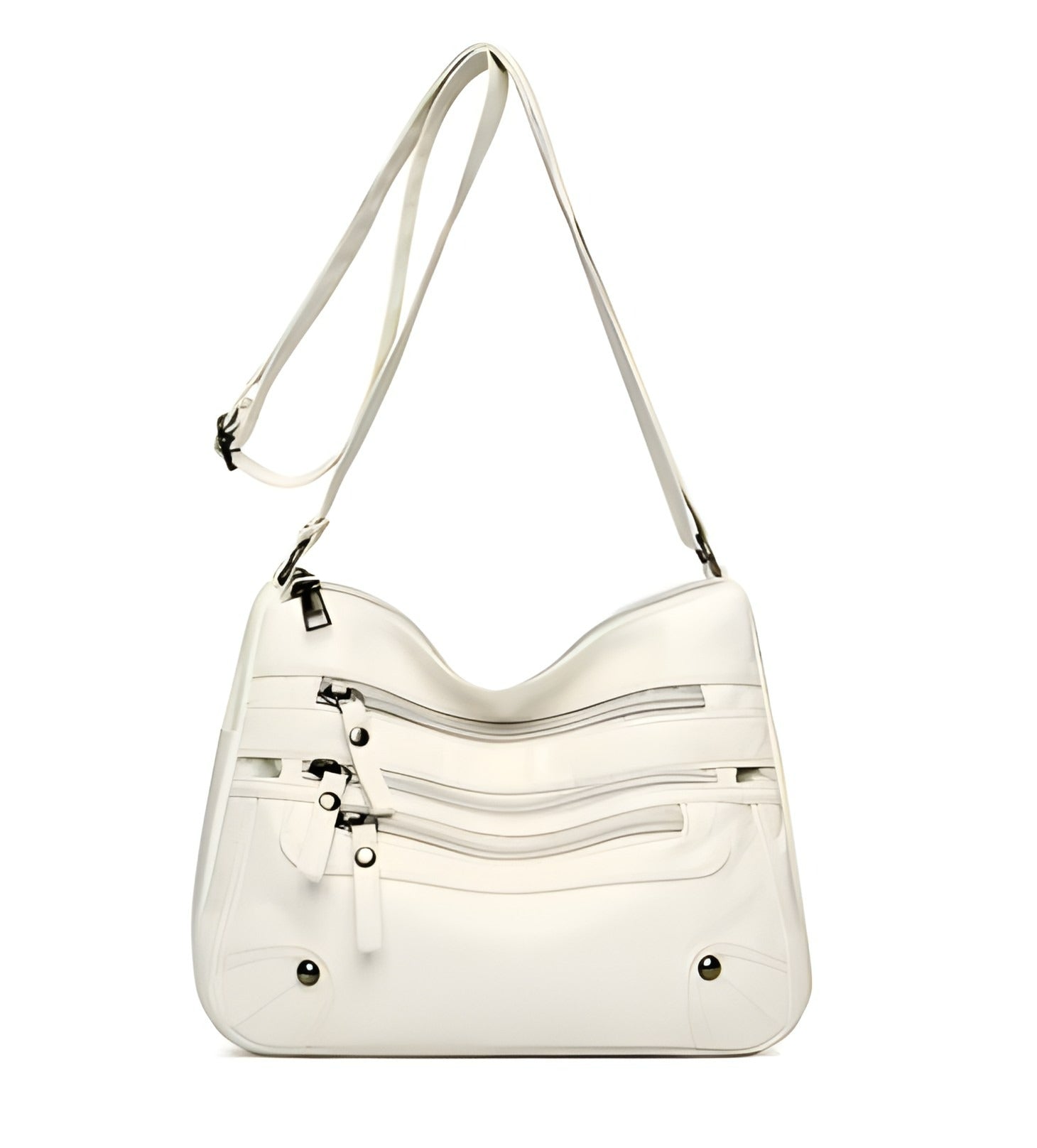 Multi Zipper Pocket Crossbody Bag | Vegan Leather with Adjustable Strap