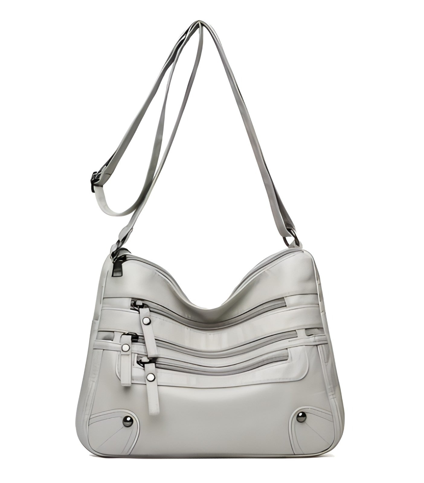 Multi Zipper Pocket Crossbody Bag | Vegan Leather with Adjustable Strap