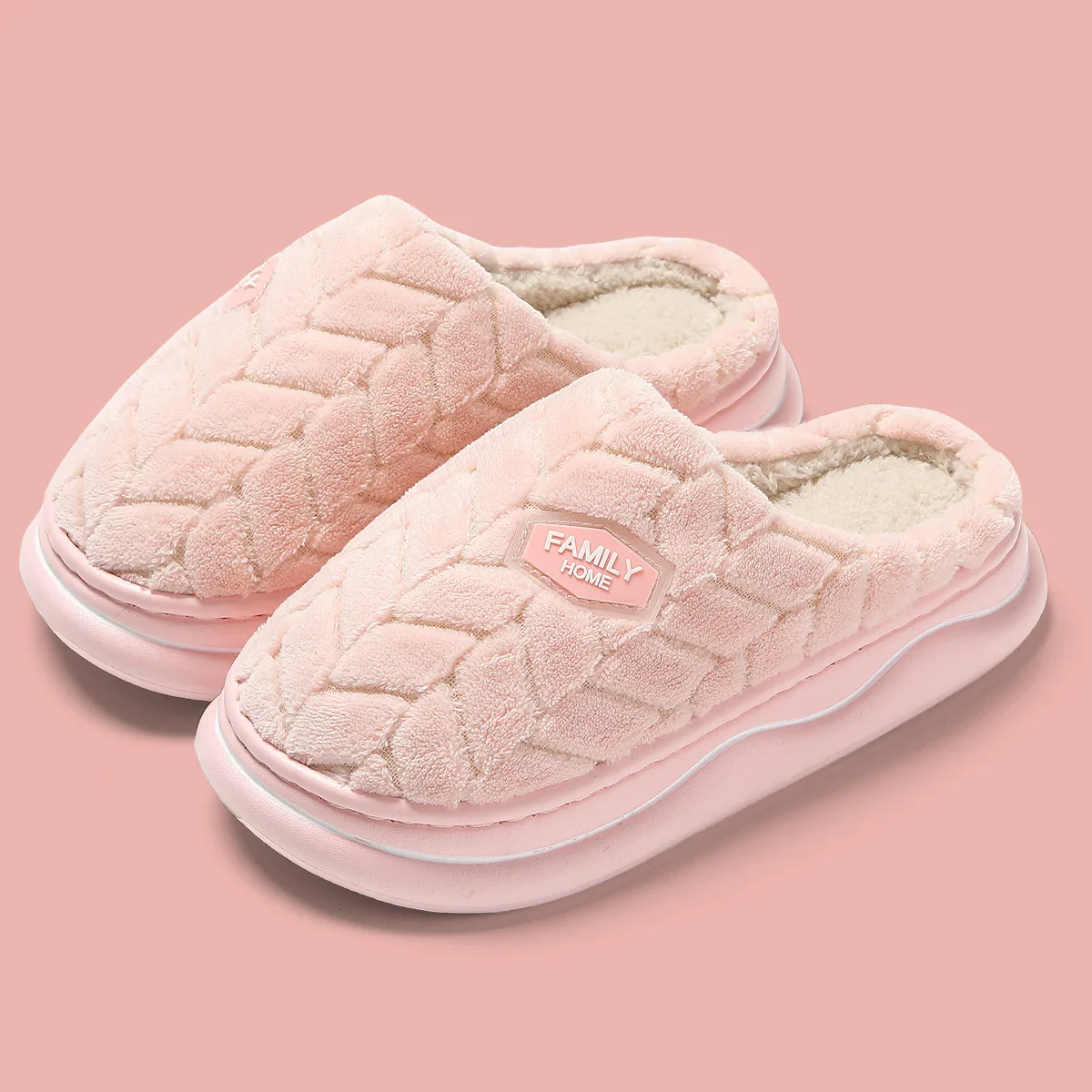 Quilted Indoor Slippers with Plush Lining and Thick Sole for Women