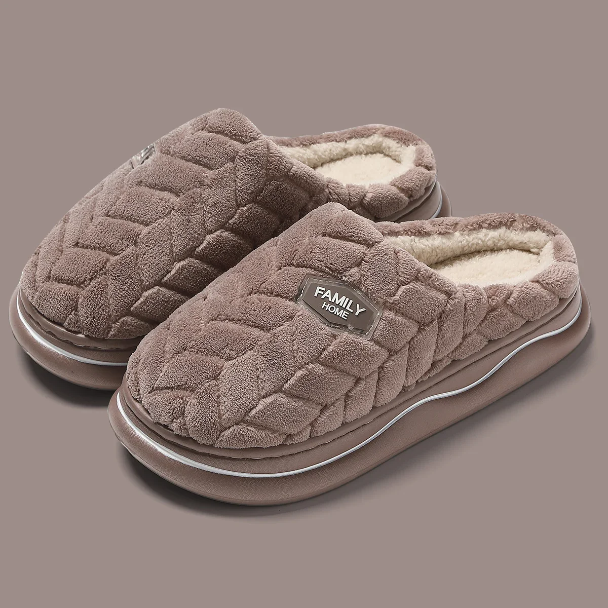 Quilted Indoor Slippers with Plush Lining and Thick Sole for Women
