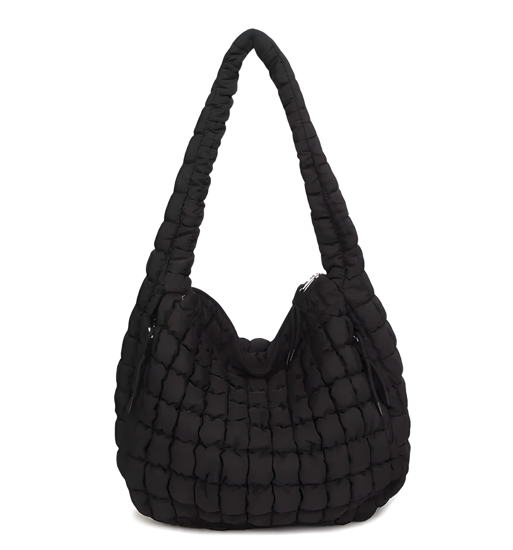 Ruffled Quilted Puffer Bag | Crossbody Style with Magnetic Closure