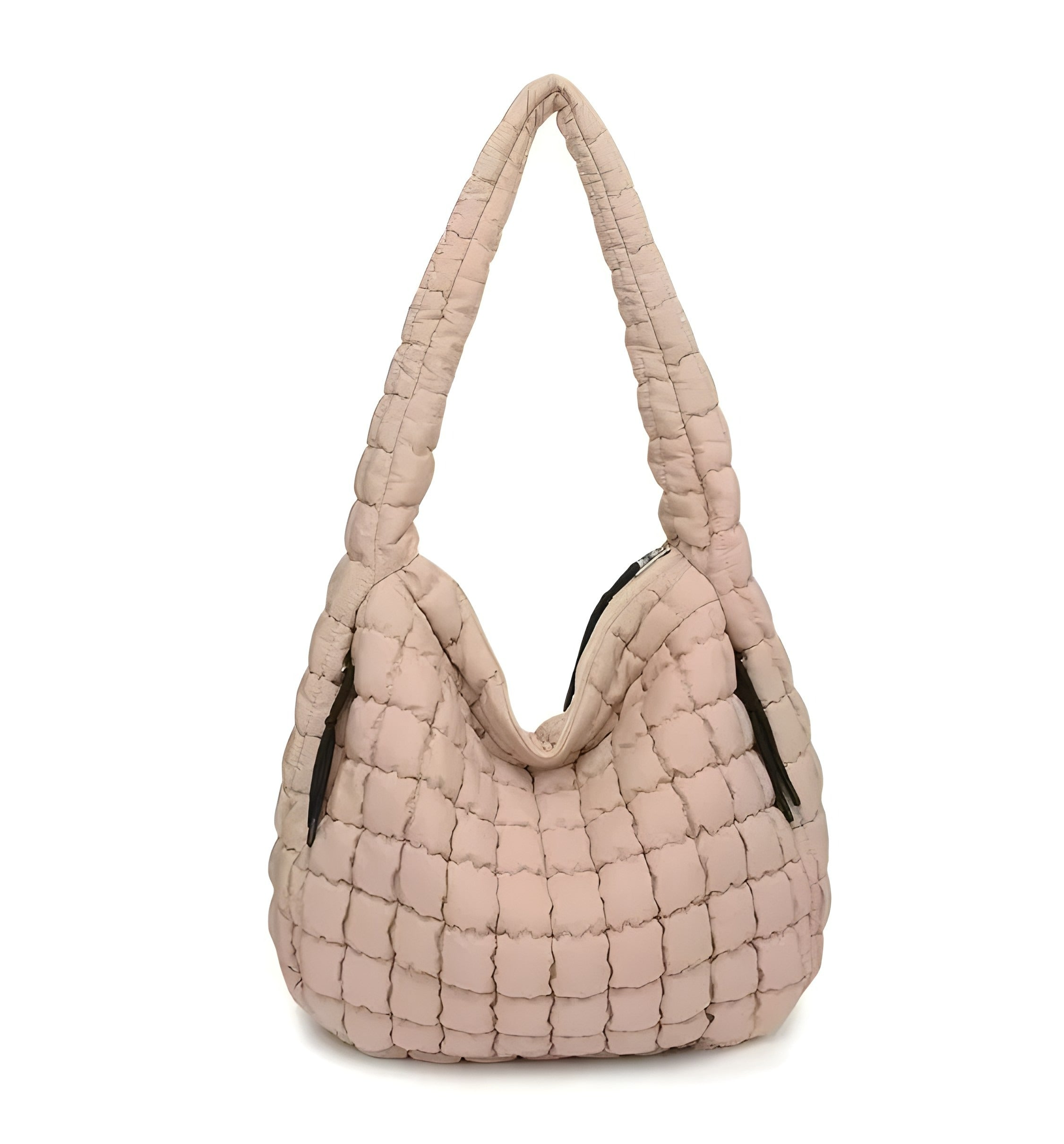 Ruffled Quilted Puffer Bag | Crossbody Style with Magnetic Closure