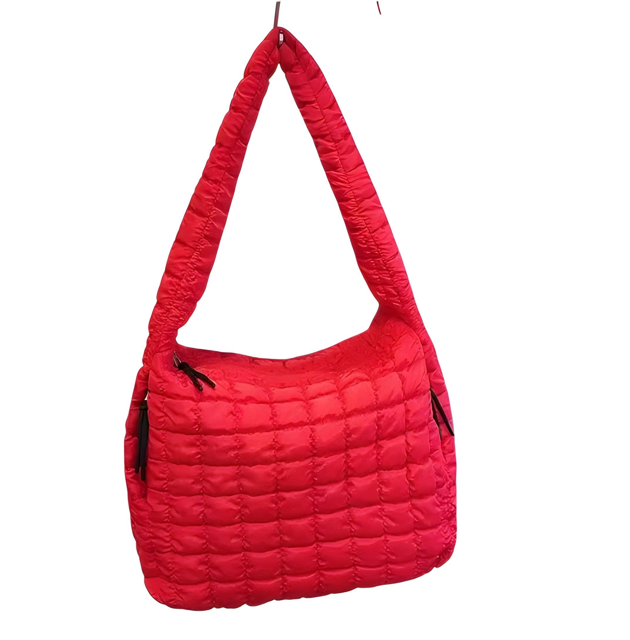 Ruffled Quilted Puffer Bag | Crossbody Style with Magnetic Closure