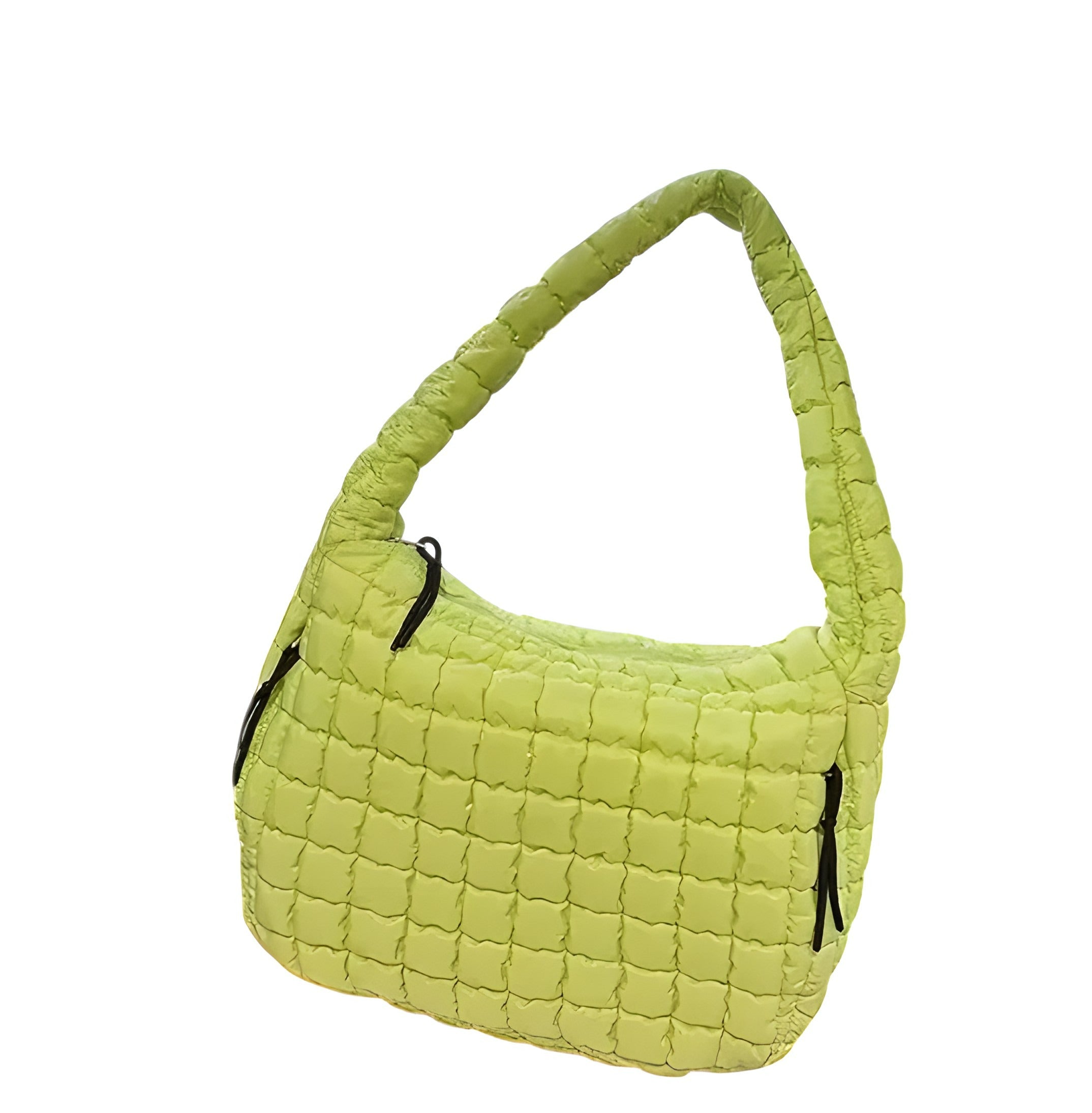 Ruffled Quilted Puffer Bag | Crossbody Style with Magnetic Closure