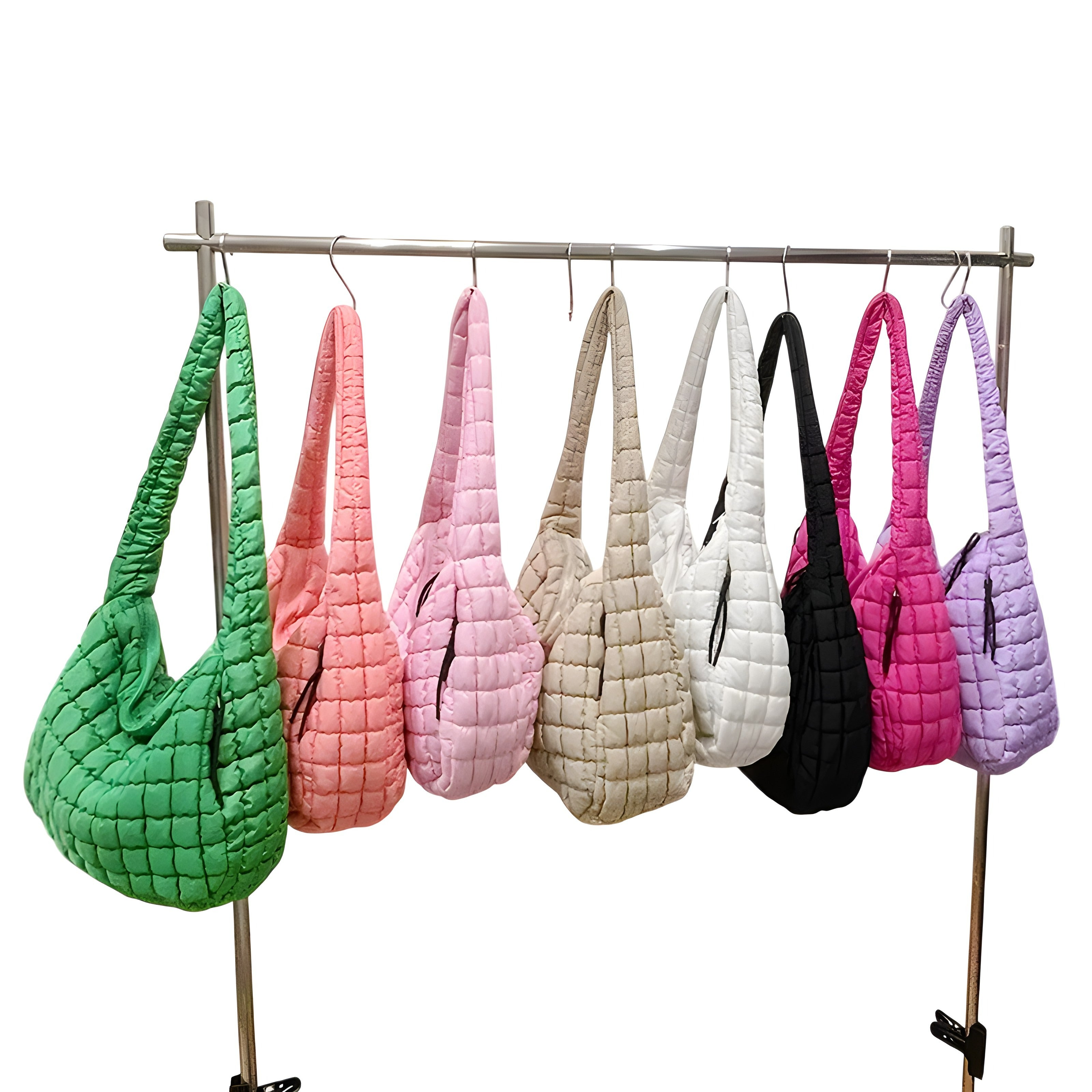 Ruffled Quilted Puffer Bag | Crossbody Style with Magnetic Closure