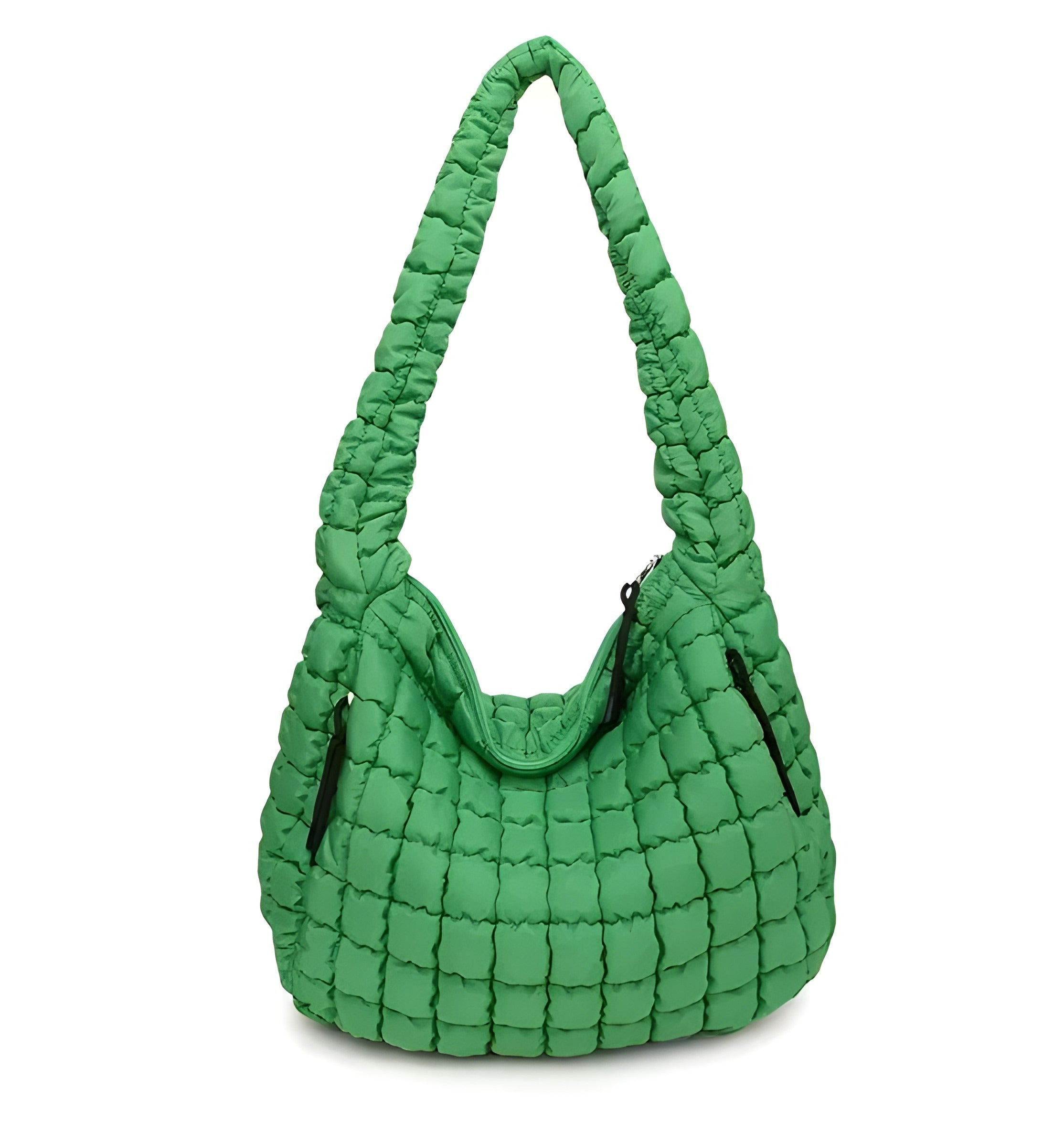 Ruffled Quilted Puffer Bag | Crossbody Style with Magnetic Closure