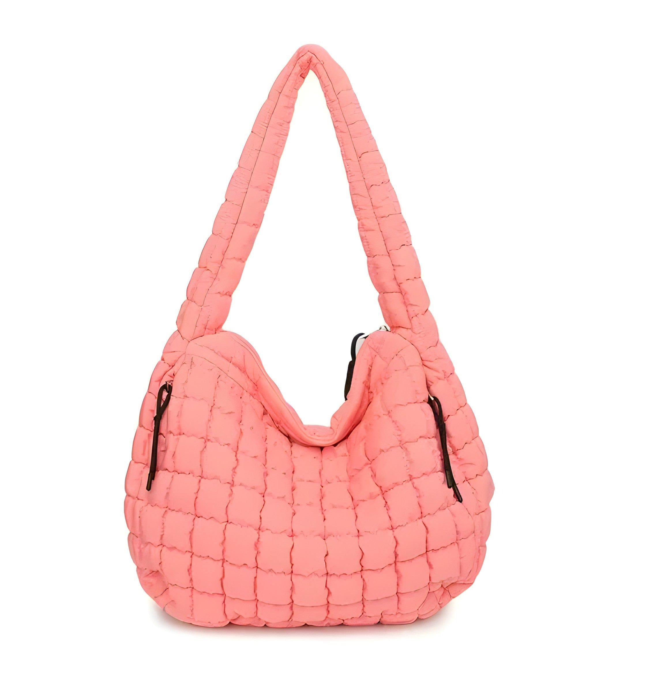Ruffled Quilted Puffer Bag | Crossbody Style with Magnetic Closure