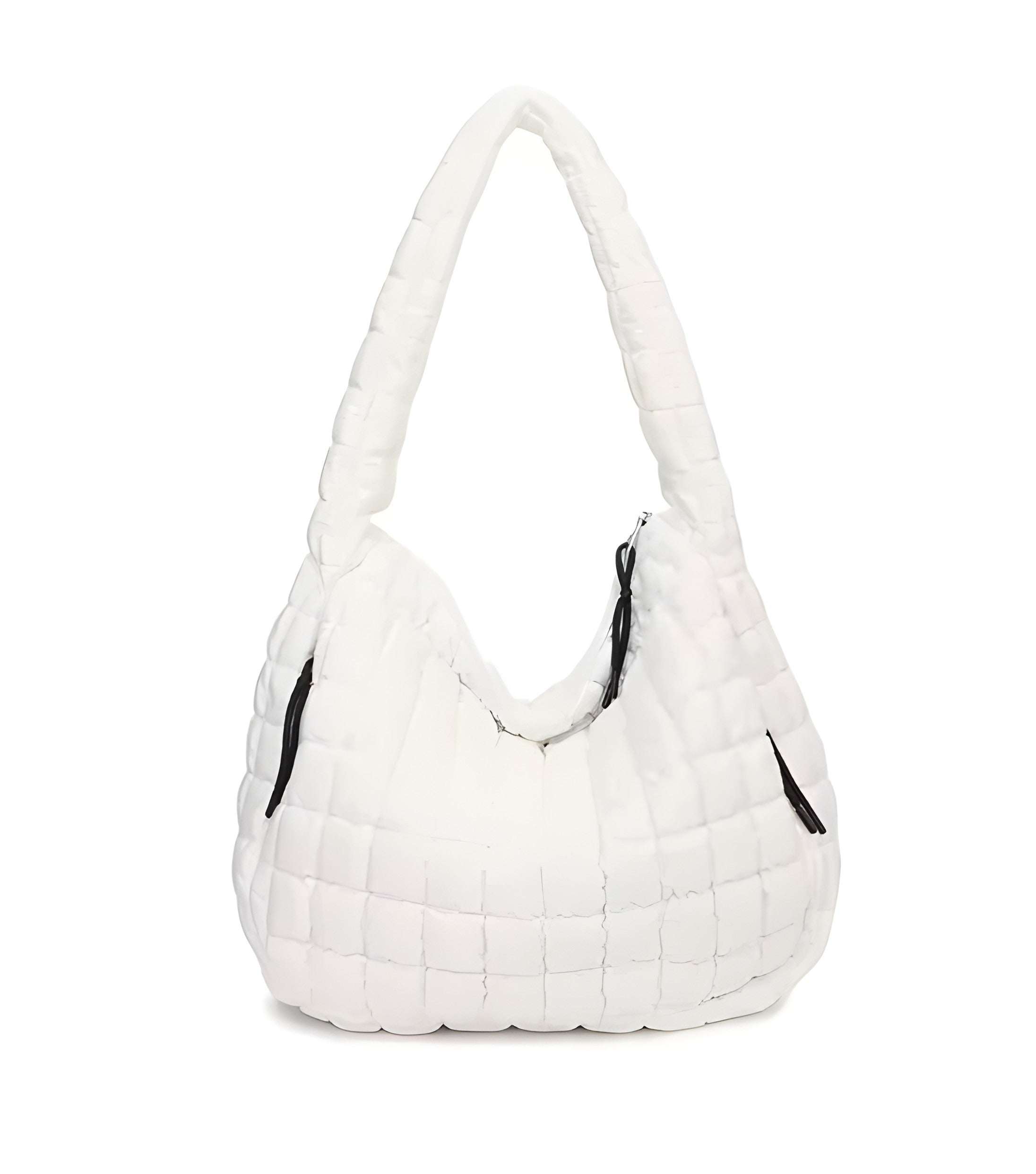 Ruffled Quilted Puffer Bag | Crossbody Style with Magnetic Closure