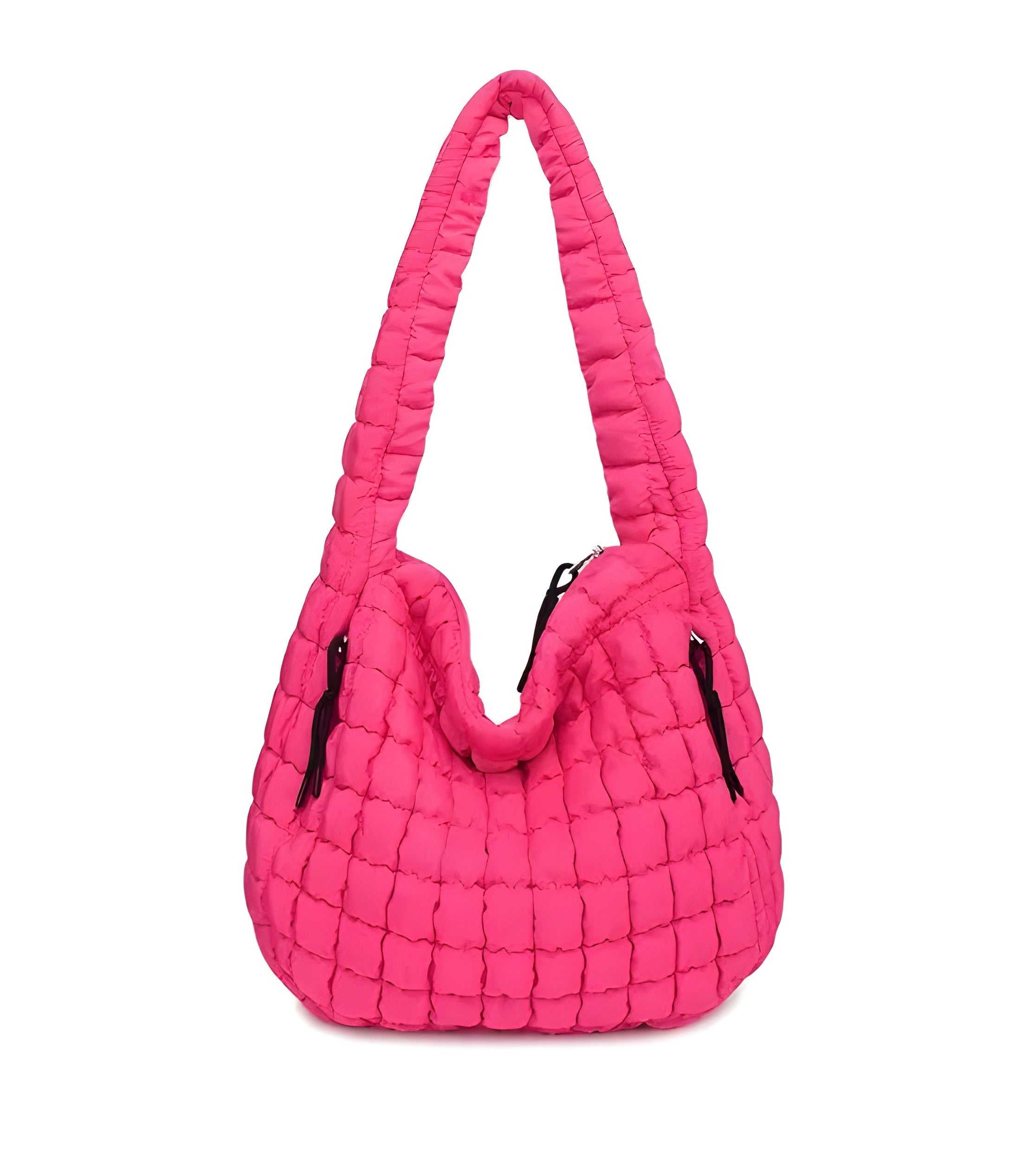 Ruffled Quilted Puffer Bag | Crossbody Style with Magnetic Closure