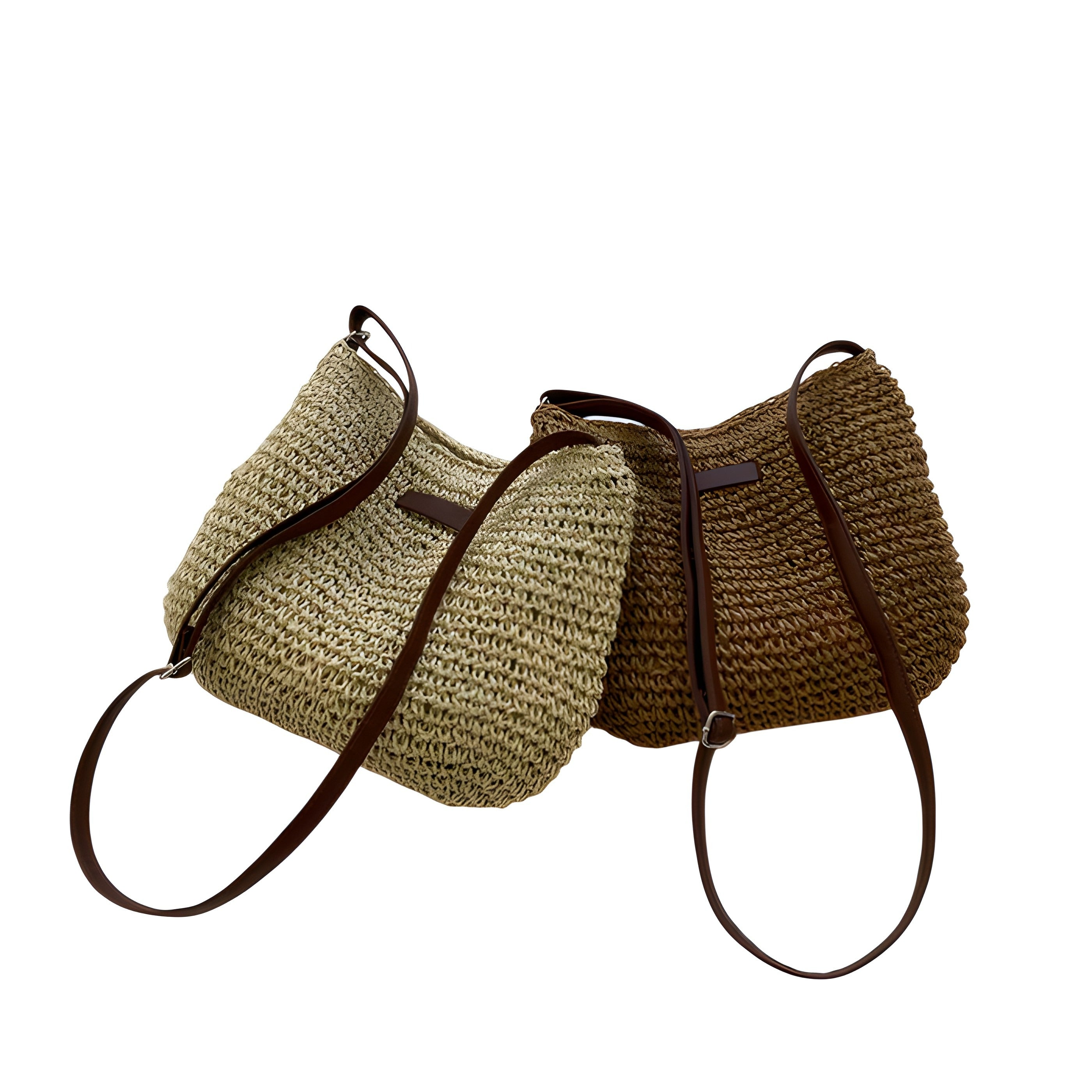Straw Wicker Crossbody Bag | Boho Weave with Secure Closure