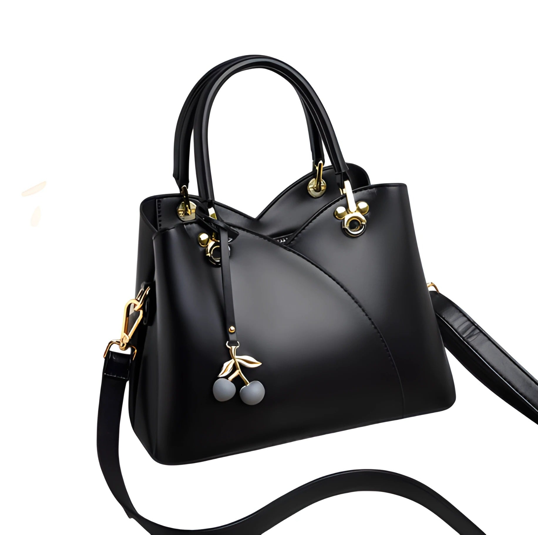 Top Zip Shoulder Bag | Cherry Accent with Convertible Strap