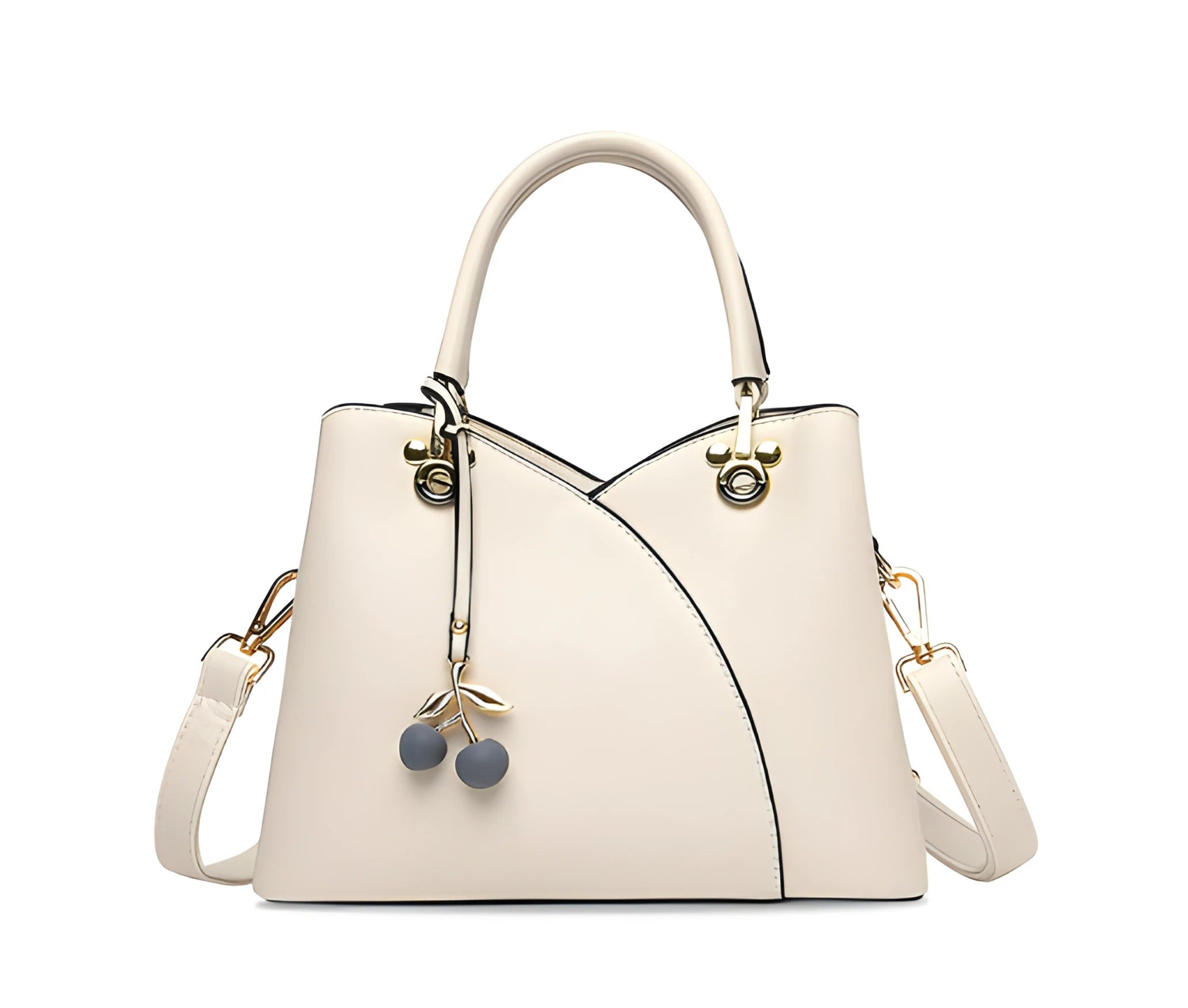 Top Zip Shoulder Bag | Cherry Accent with Convertible Strap