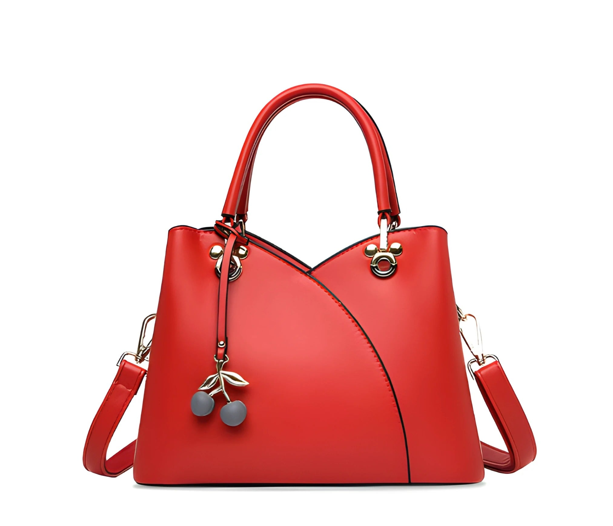 Top Zip Shoulder Bag | Cherry Accent with Convertible Strap