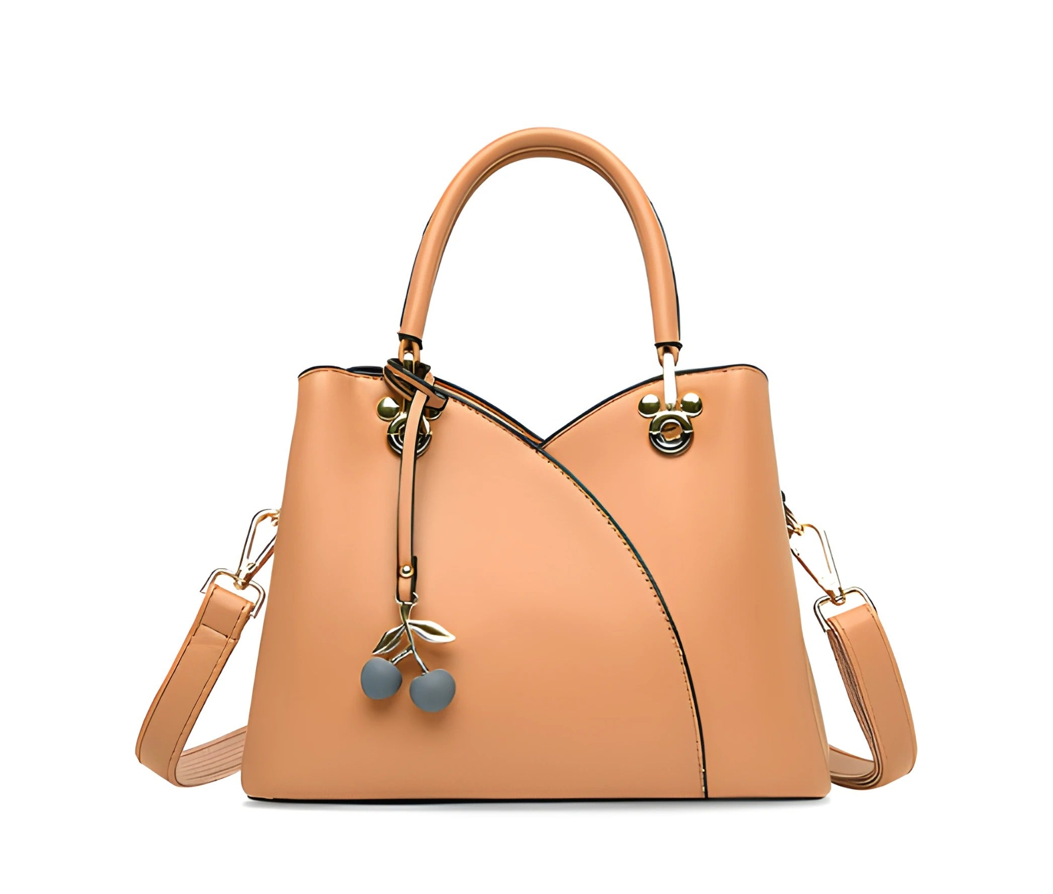 Top Zip Shoulder Bag | Cherry Accent with Convertible Strap