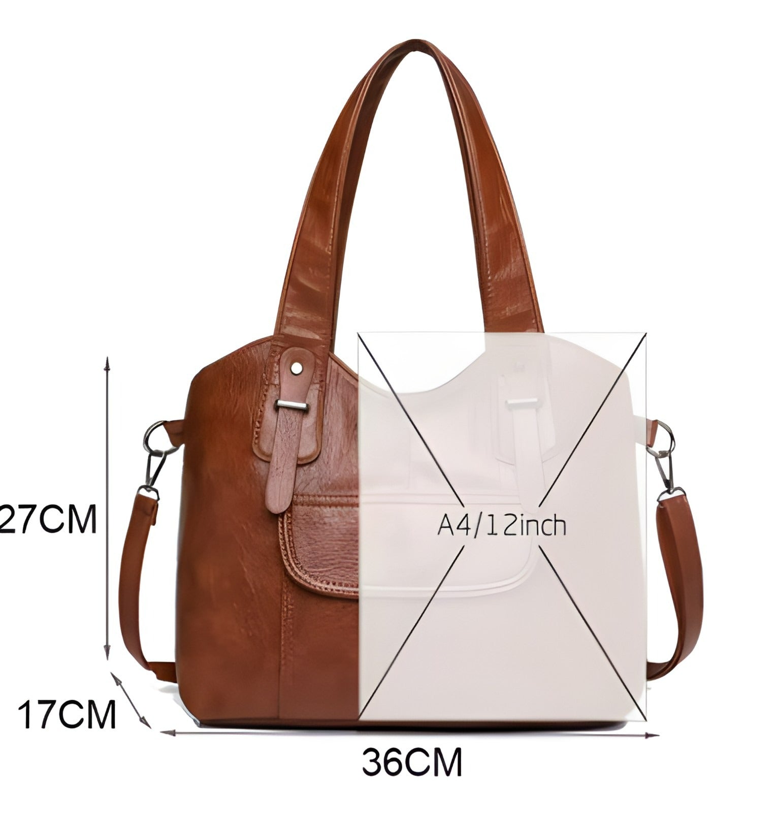 Vegan Leather Shoulder Bag | Adjustable Strap with Large Front Pocket