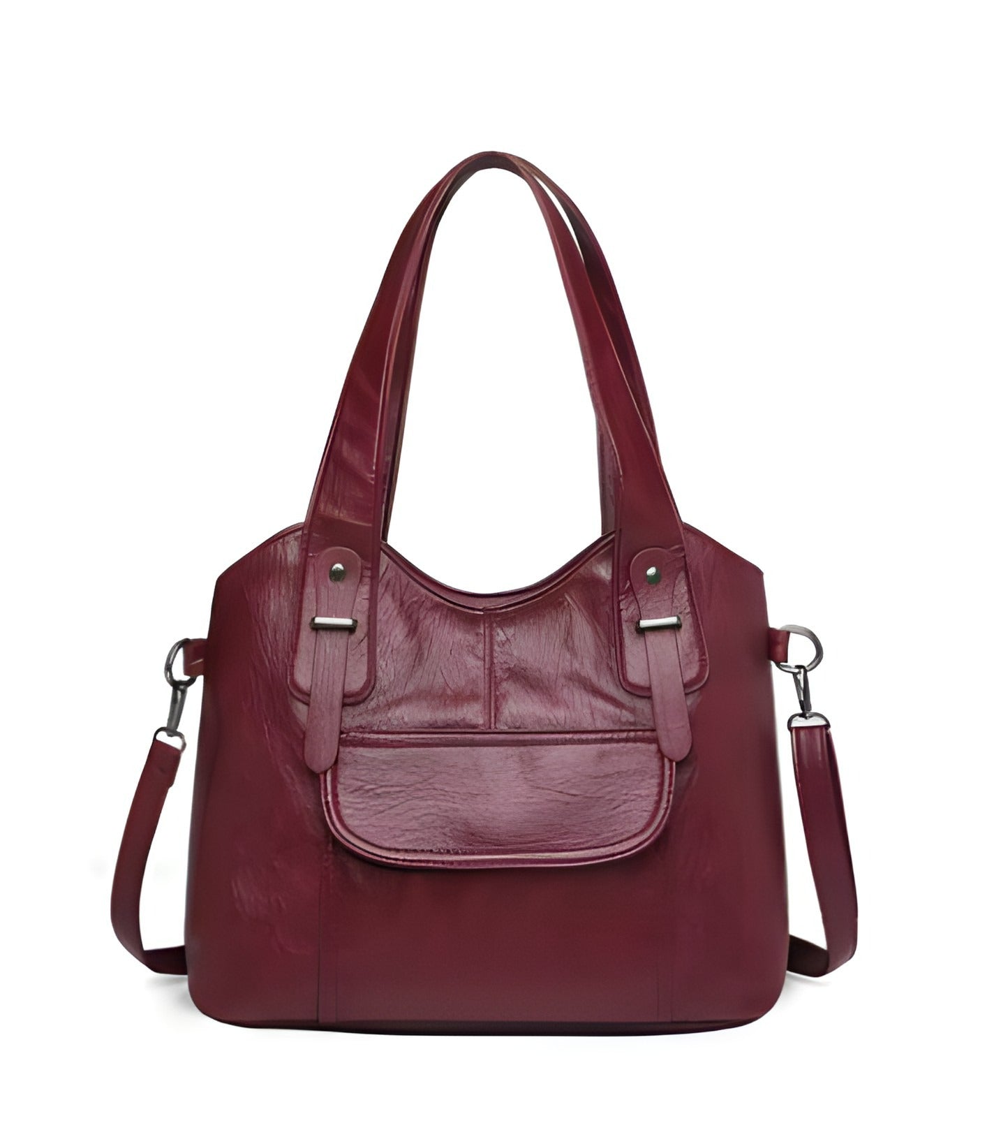 Vegan Leather Shoulder Bag | Adjustable Strap with Large Front Pocket
