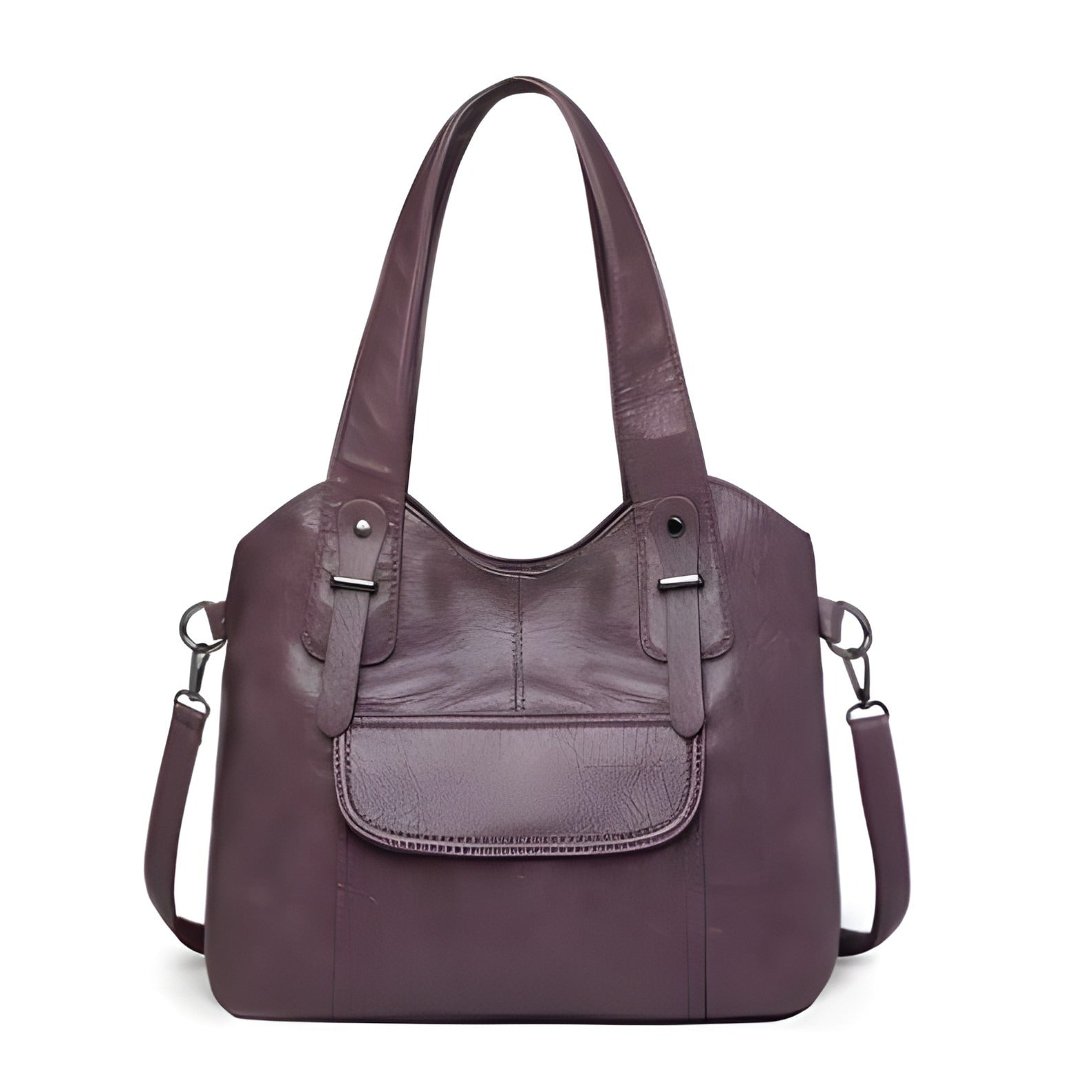 Vegan Leather Shoulder Bag | Adjustable Strap with Large Front Pocket