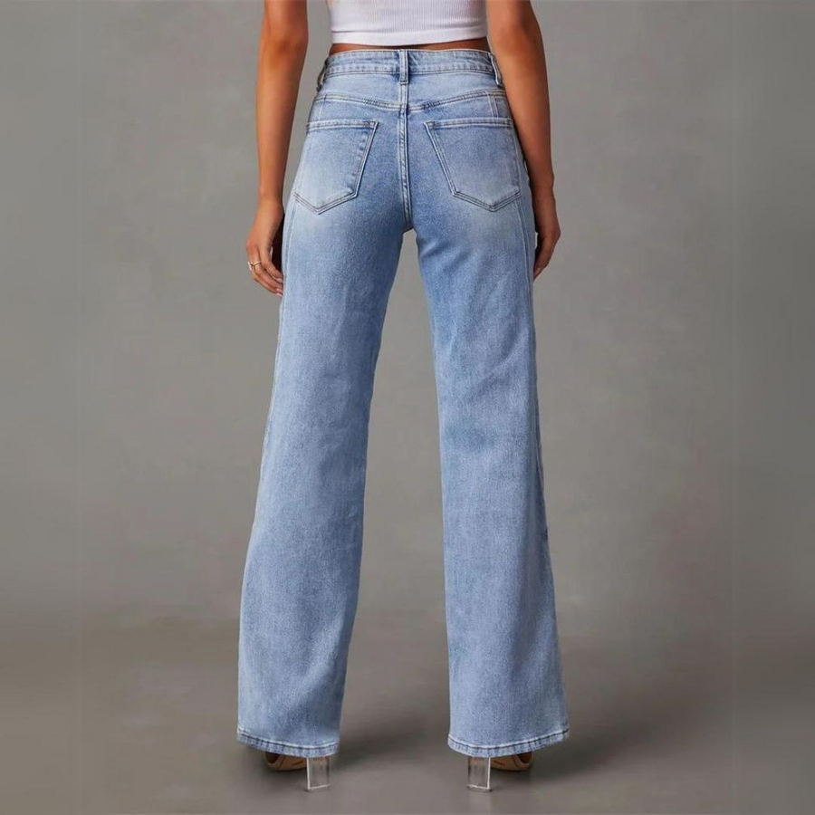 Wide-Leg High-Waisted Denim Jeans for Women