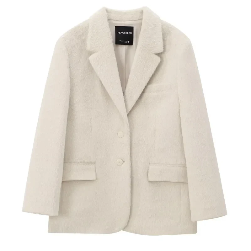Women’s Long Sleeve Blazer Jacket with Buttons and Lapel Collar