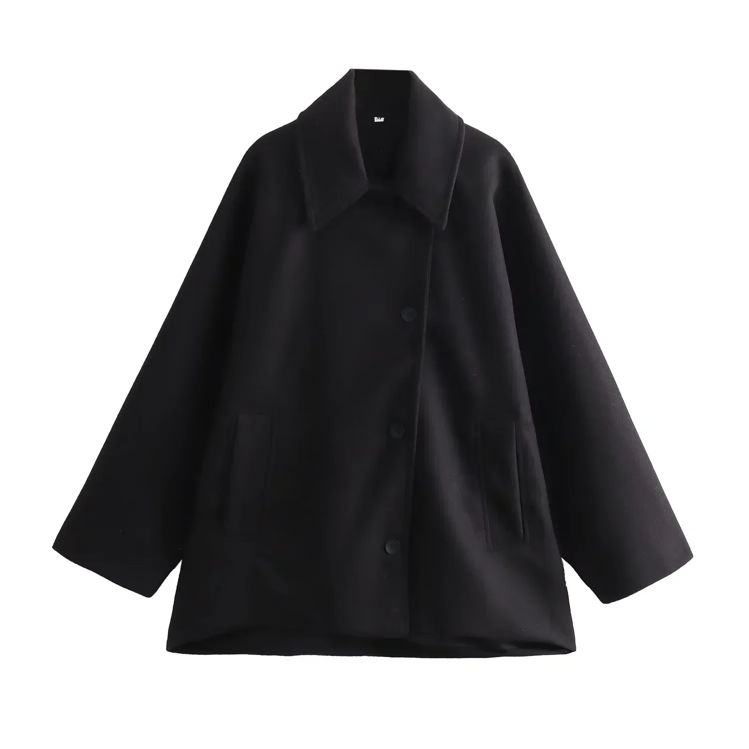 Women’s Oversized Winter Coat with Button Front and Long Sleeves