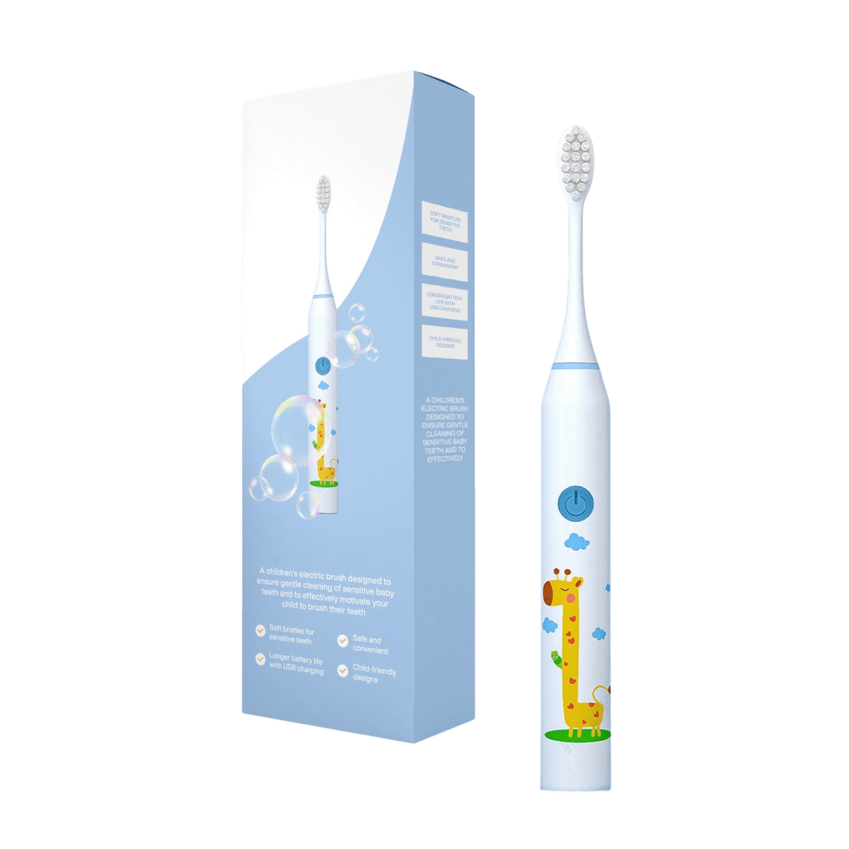 Electric Toothbrush Kids with Bear, Giraffe, Crocodile Rabbit Design