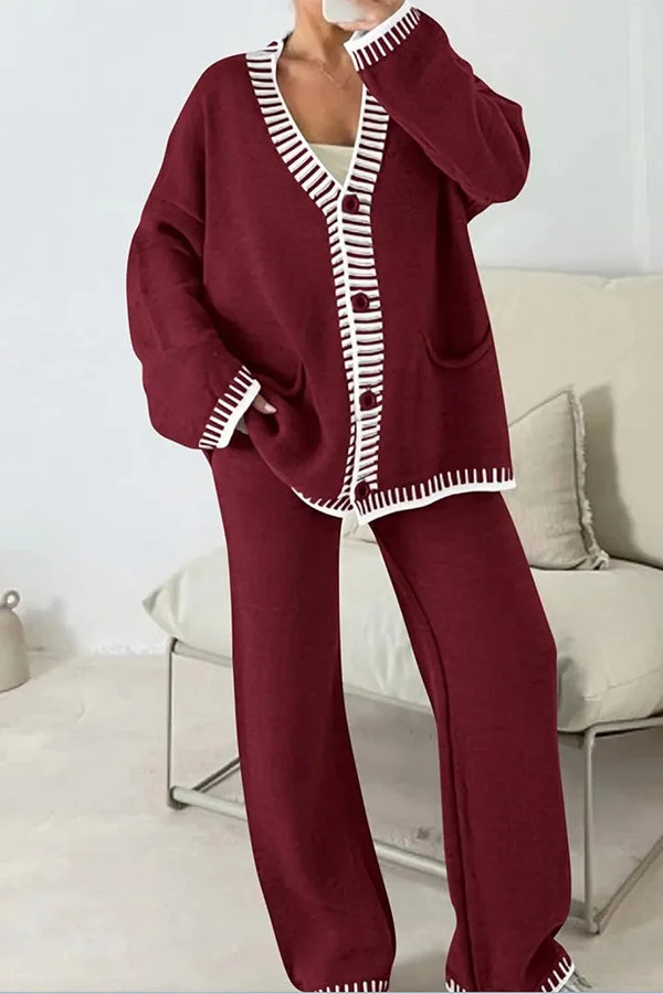 Co-ord Loungewear Set with Button Cardigan Top for Women