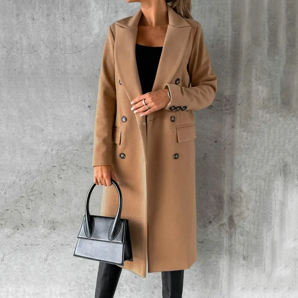 Women’s Long Trench Coat with Button Cuffs and Waist Tie