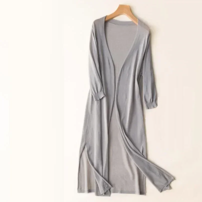 Knit Open Front Long Cardigan for Women