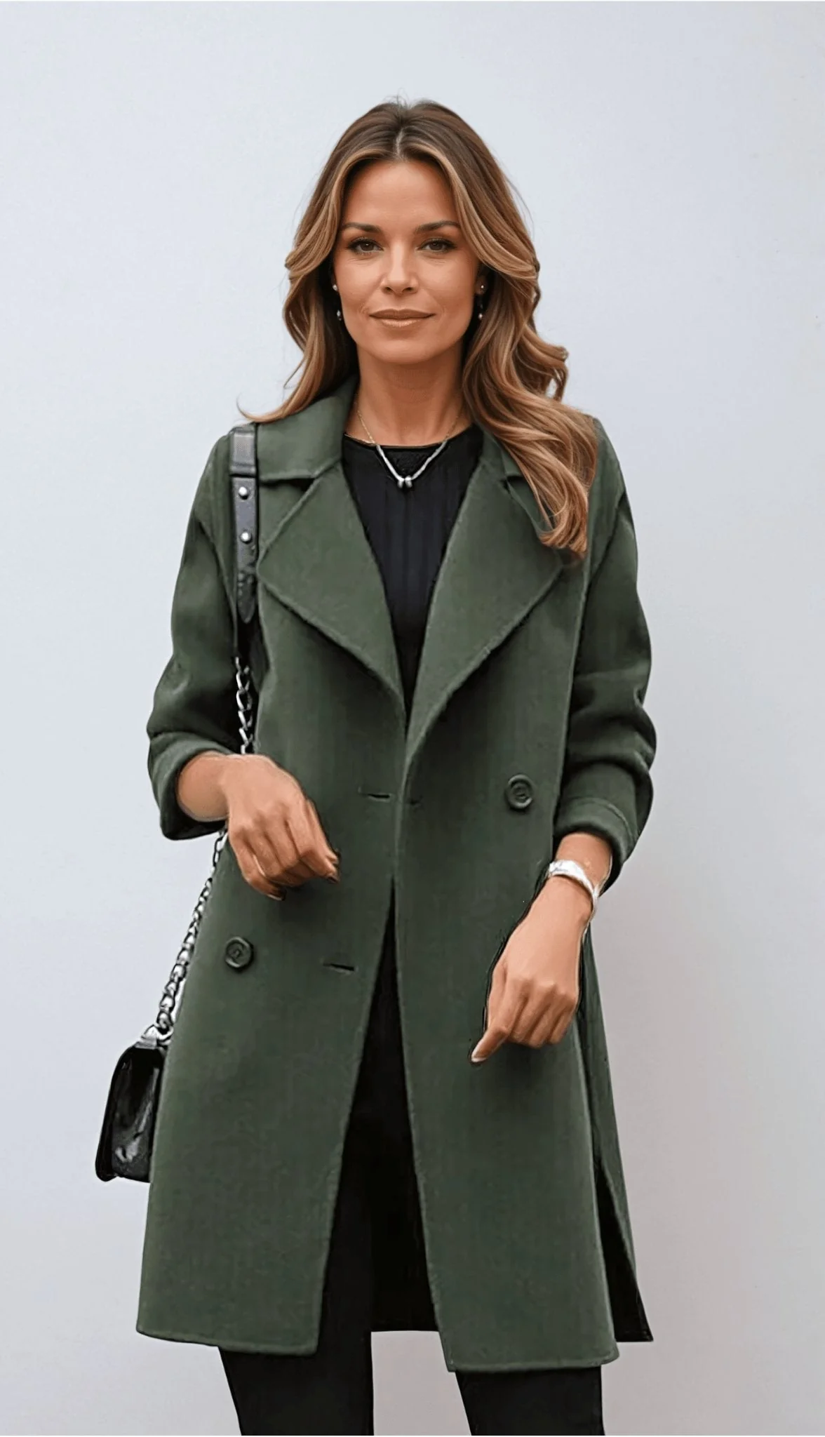 Long Coat with Button Closure