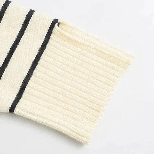 Striped Half-Zip Knit Sweater for Women