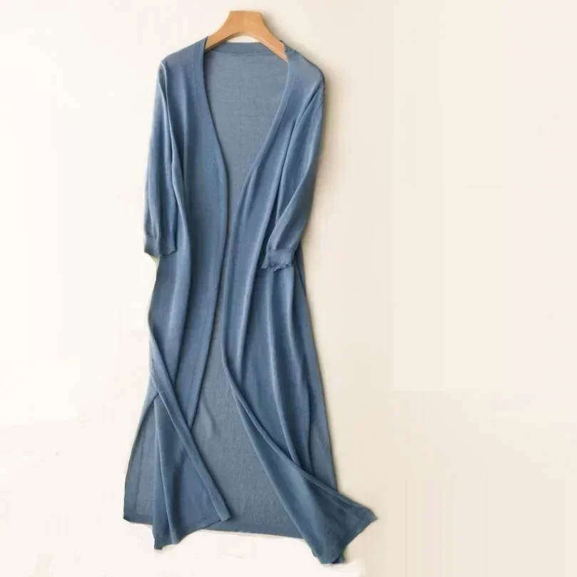 Knit Open Front Long Cardigan for Women