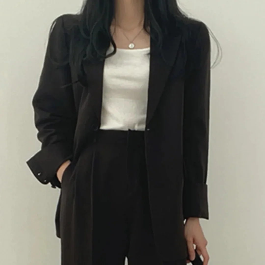 Suit Set with Blazer and High-Waisted Trousers for Women