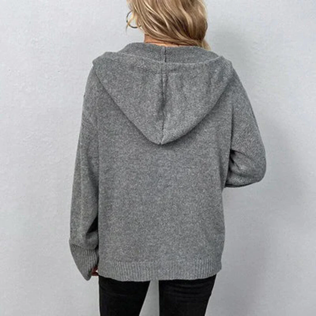Hooded Knit Button Cardigan for Women
