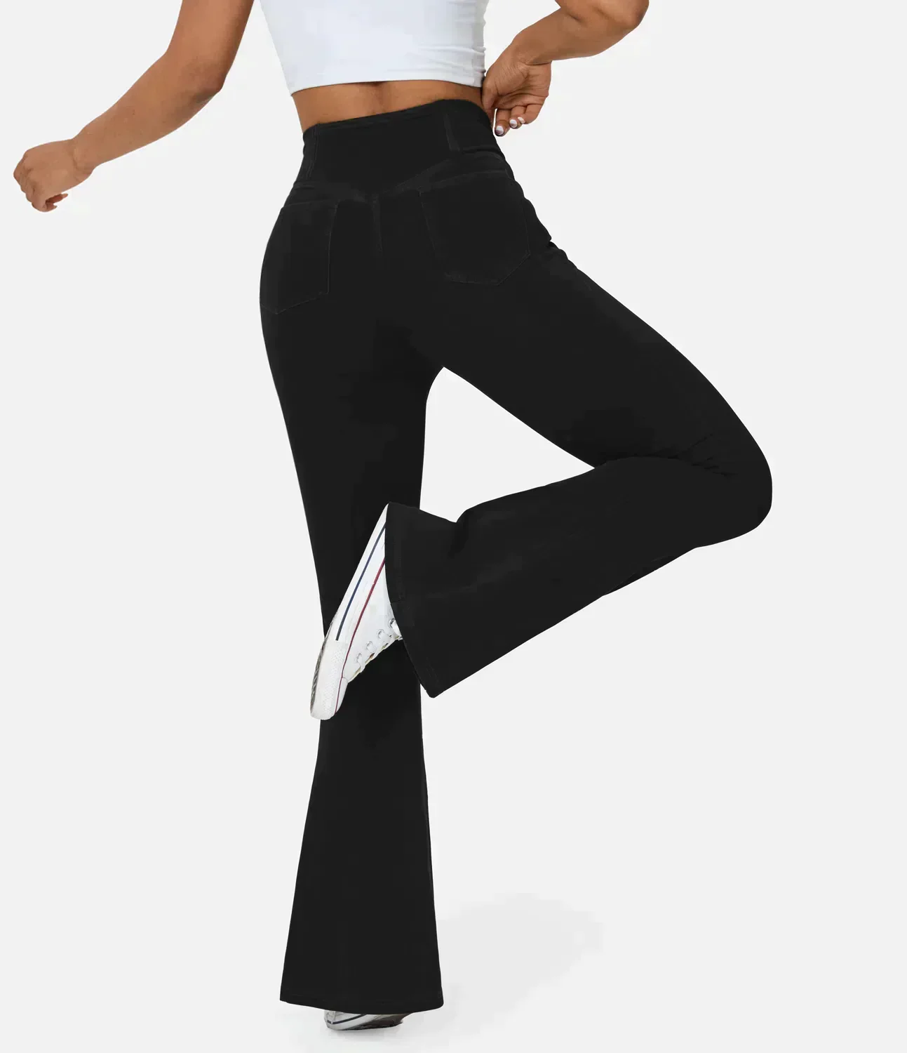 High-Waisted Flared Jeans with Crisscross Waist for Women